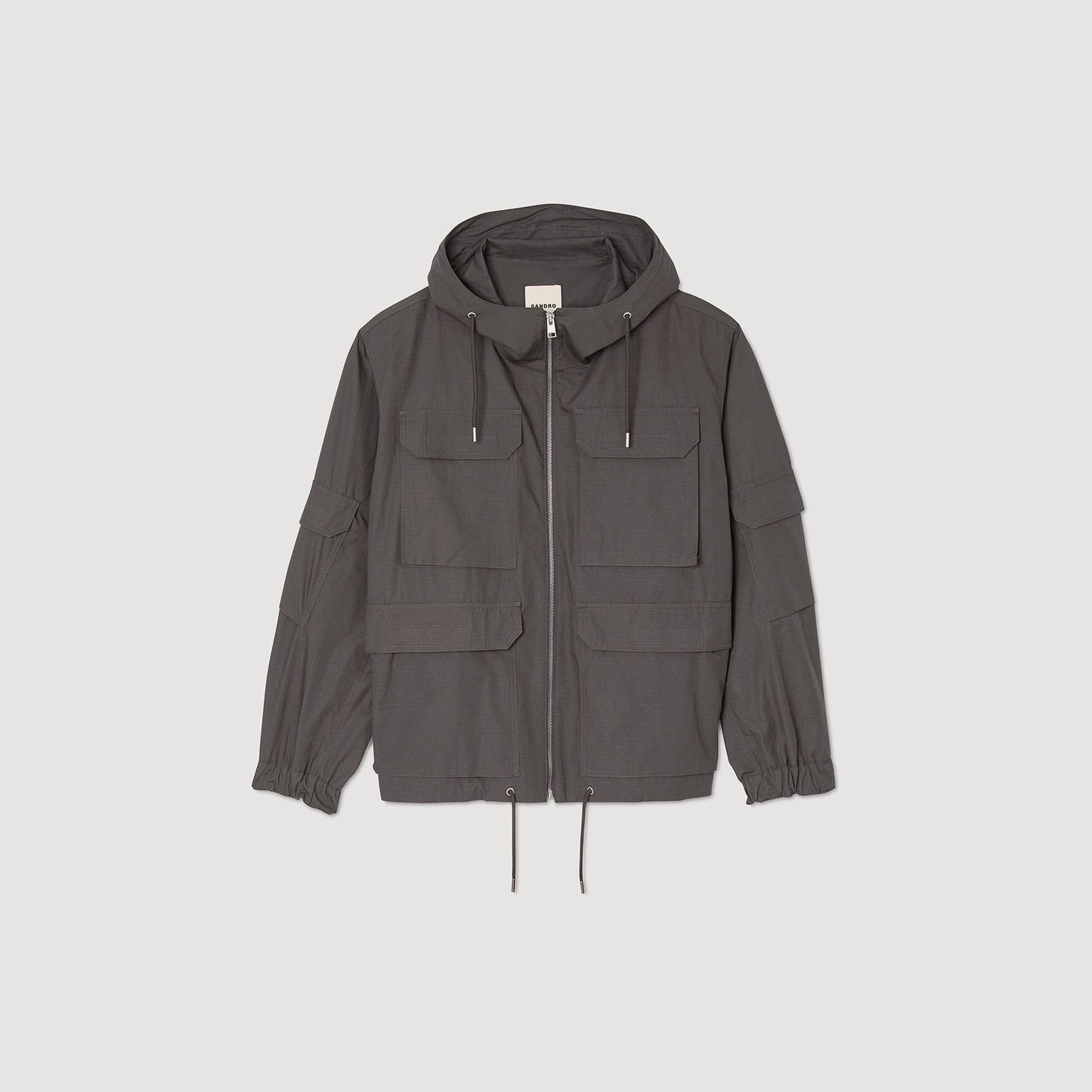 Sandro Hooded military parka Dark Kaki.