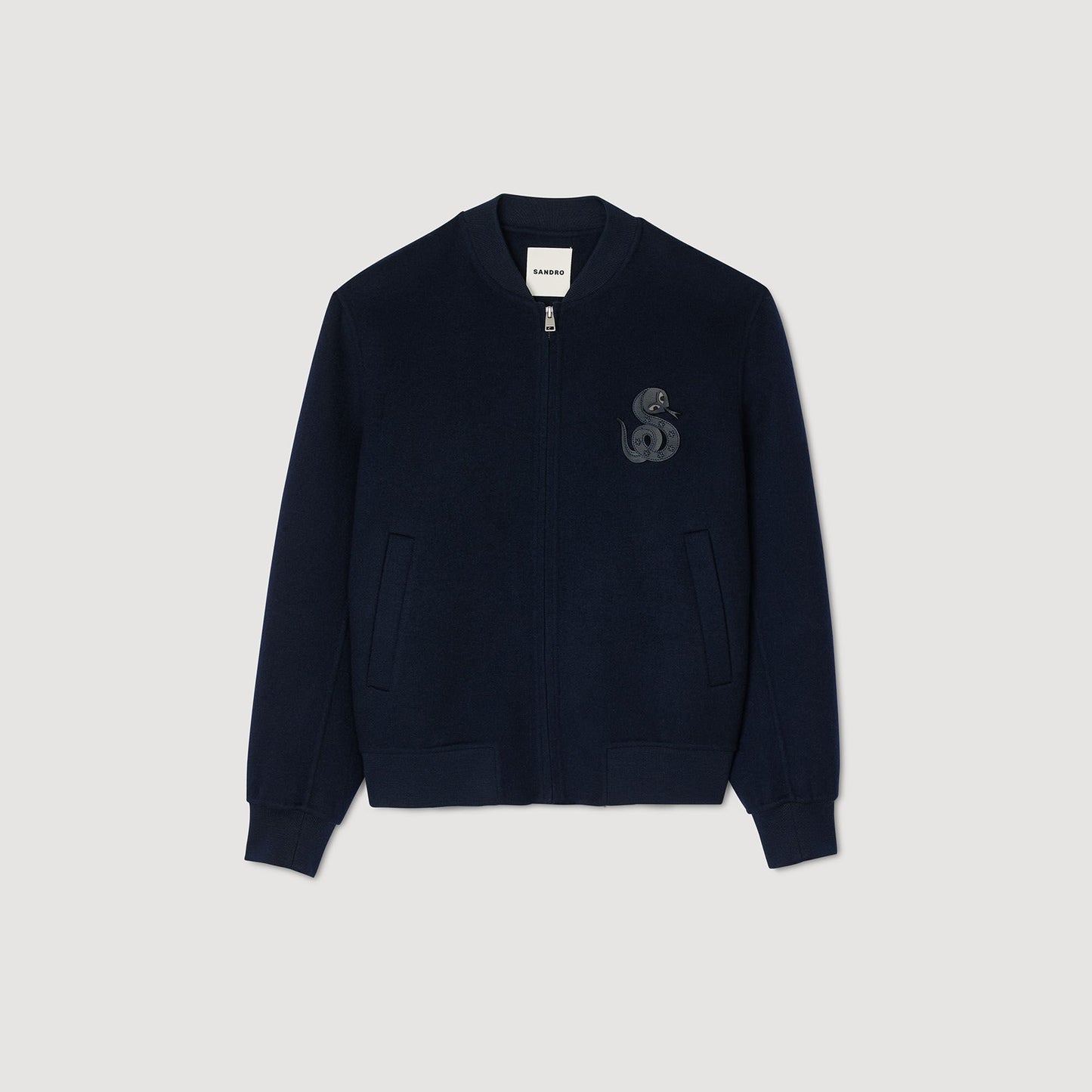 Sandro Double-faced snake-detail jacket Midnight Blue