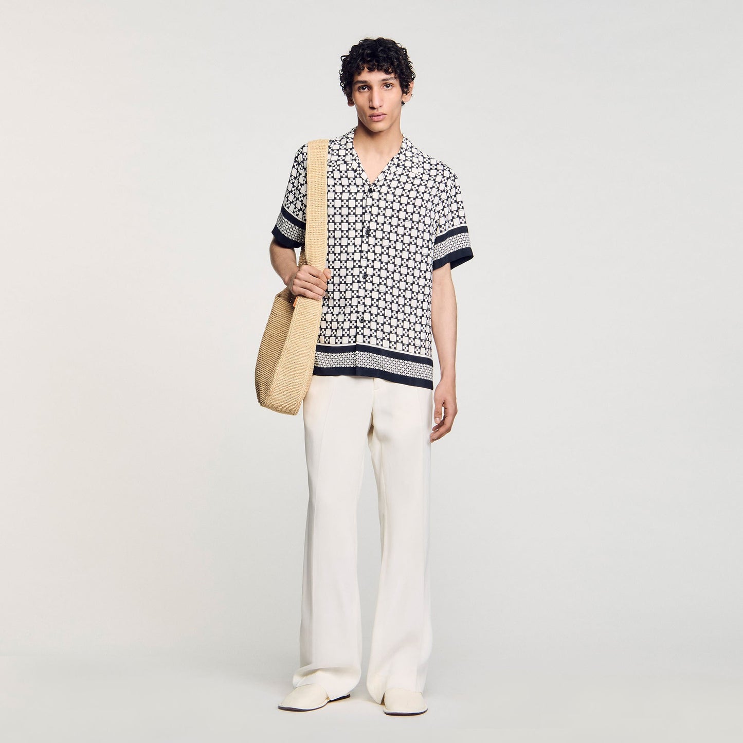 Sandro Square Cross motif flowing shirt Black