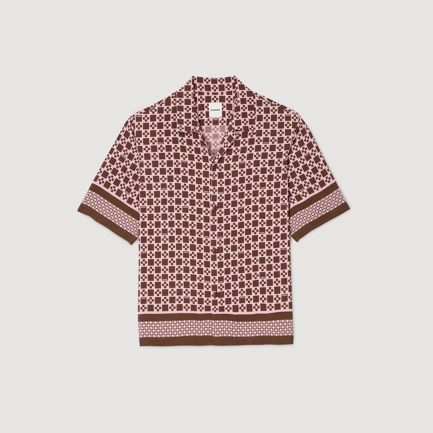 Sandro Square Cross motif flowing shirt Baby Pink