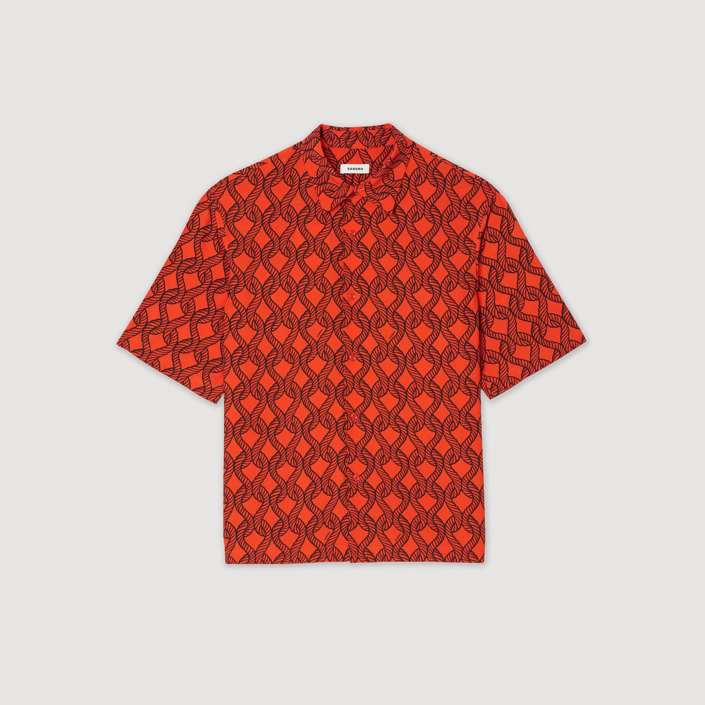 Sandro Loose-fit rope print shirt Blood Orange