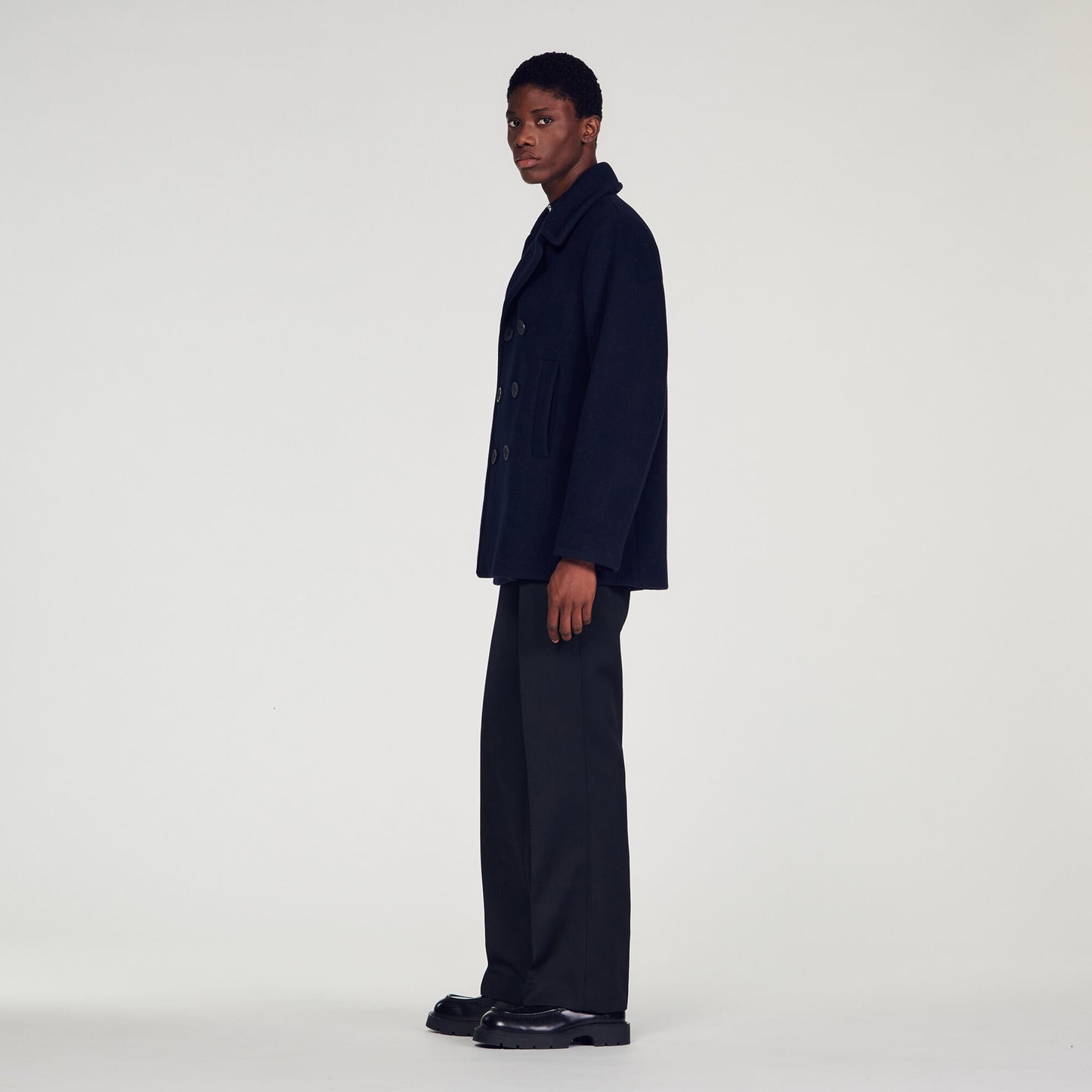 Sandro Wool pea coat Navy Blue