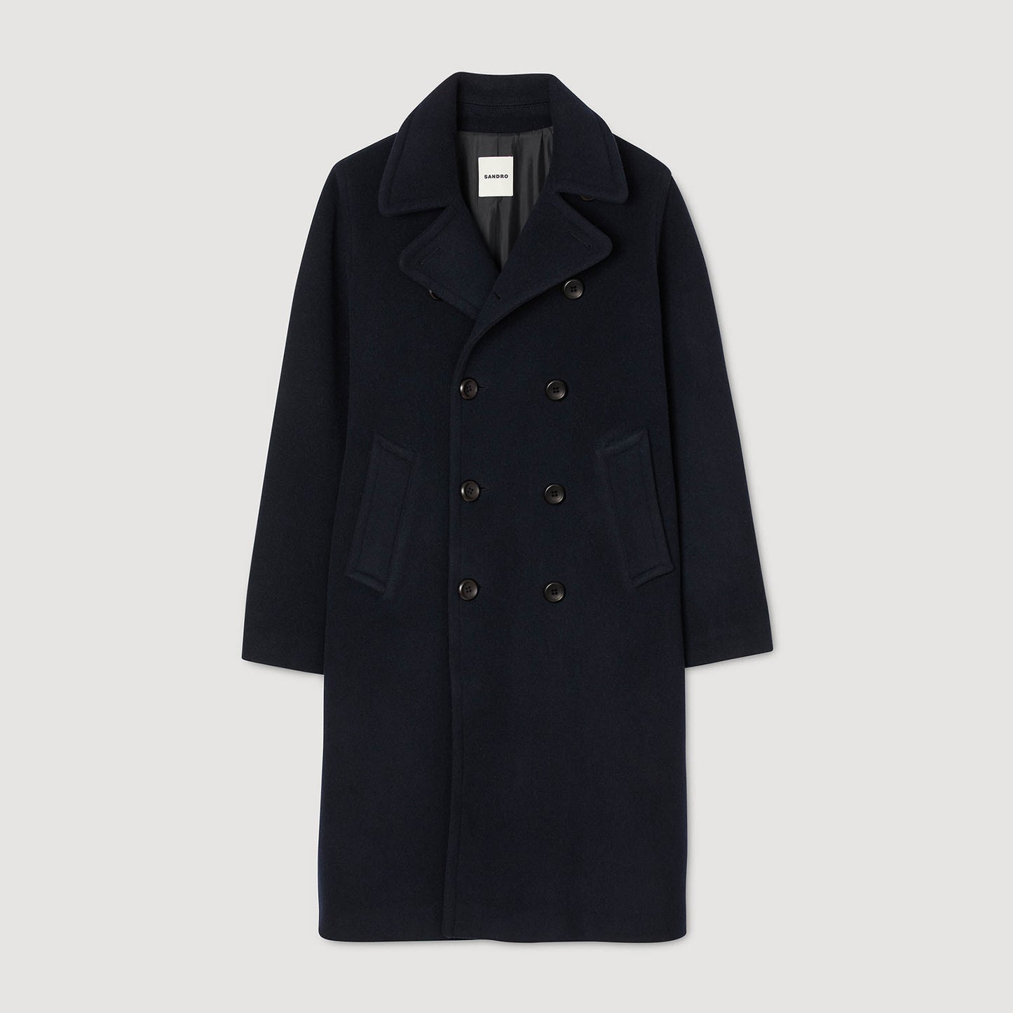 Sandro Double-breasted wool coat Navy Blue