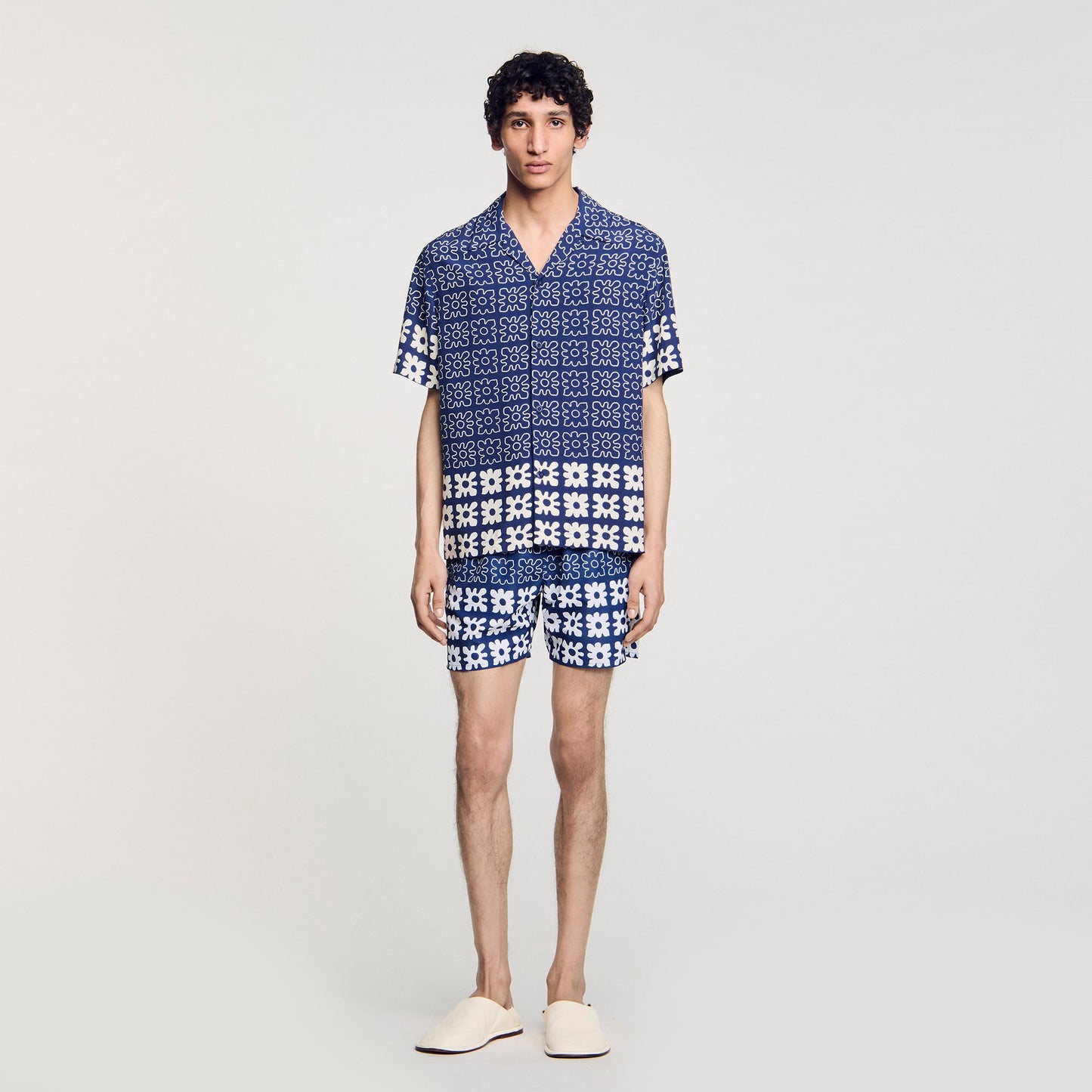 Sandro Floral print swim trunks Midnight Blue