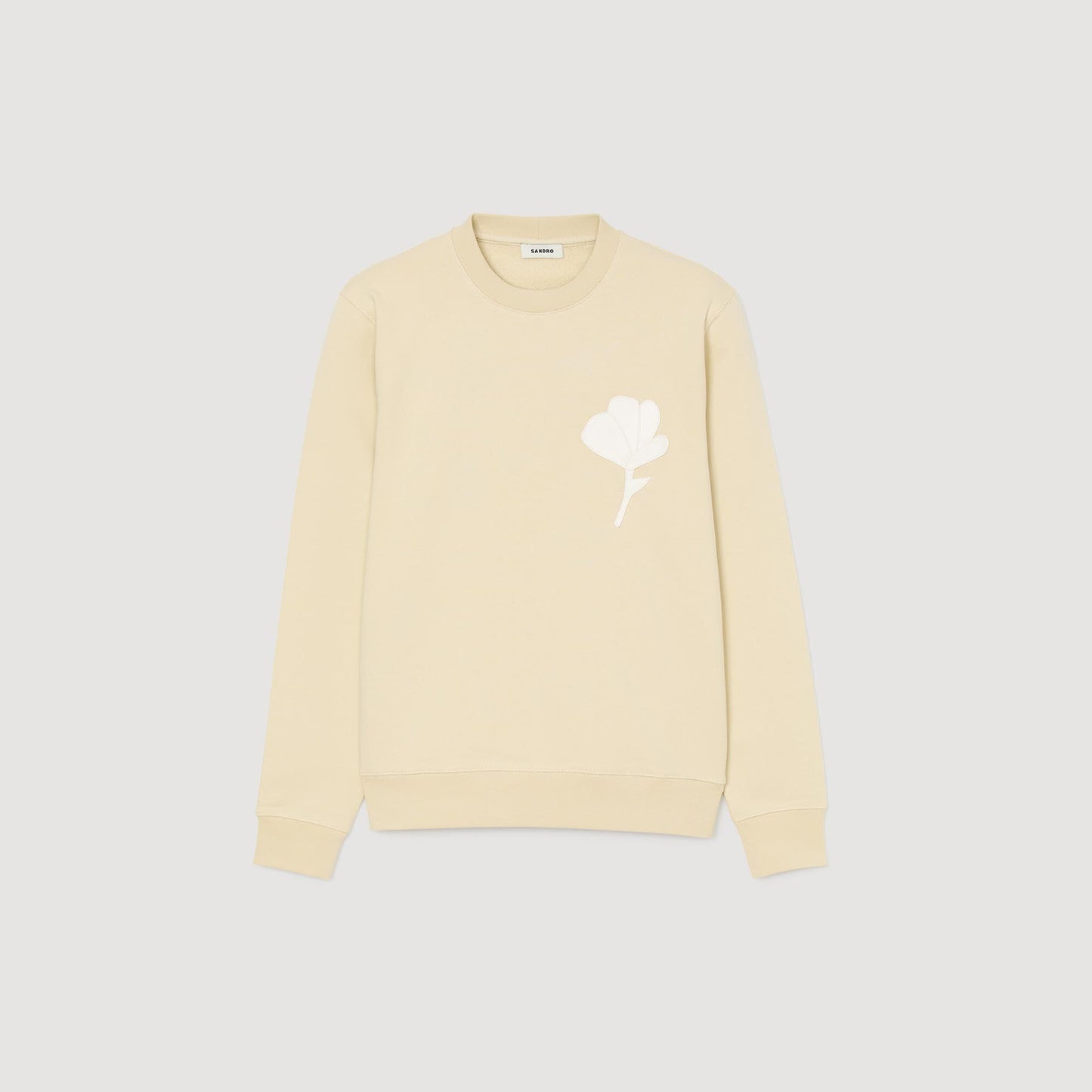 Sandro Sweatshirt with flower patch Butter Cream