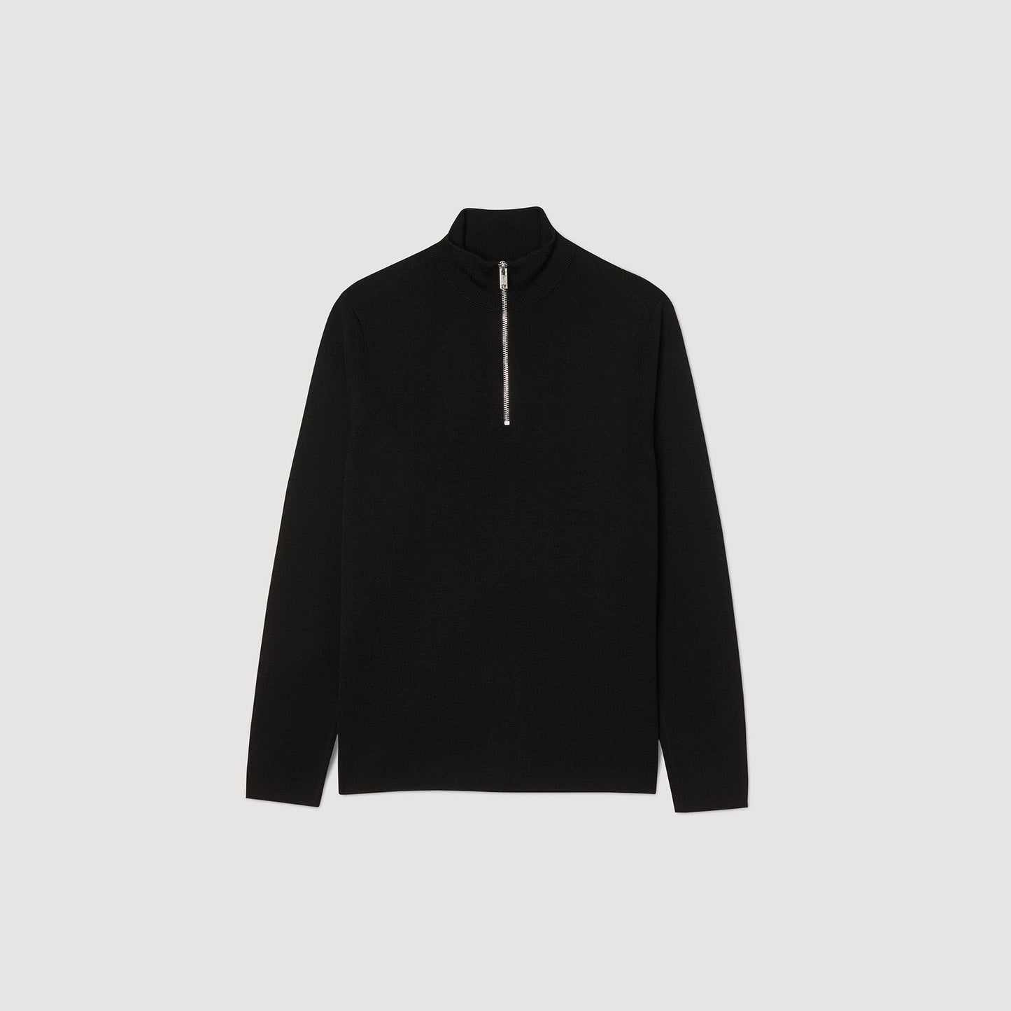 Sandro Wool sweater with zipped collar Carbon Black