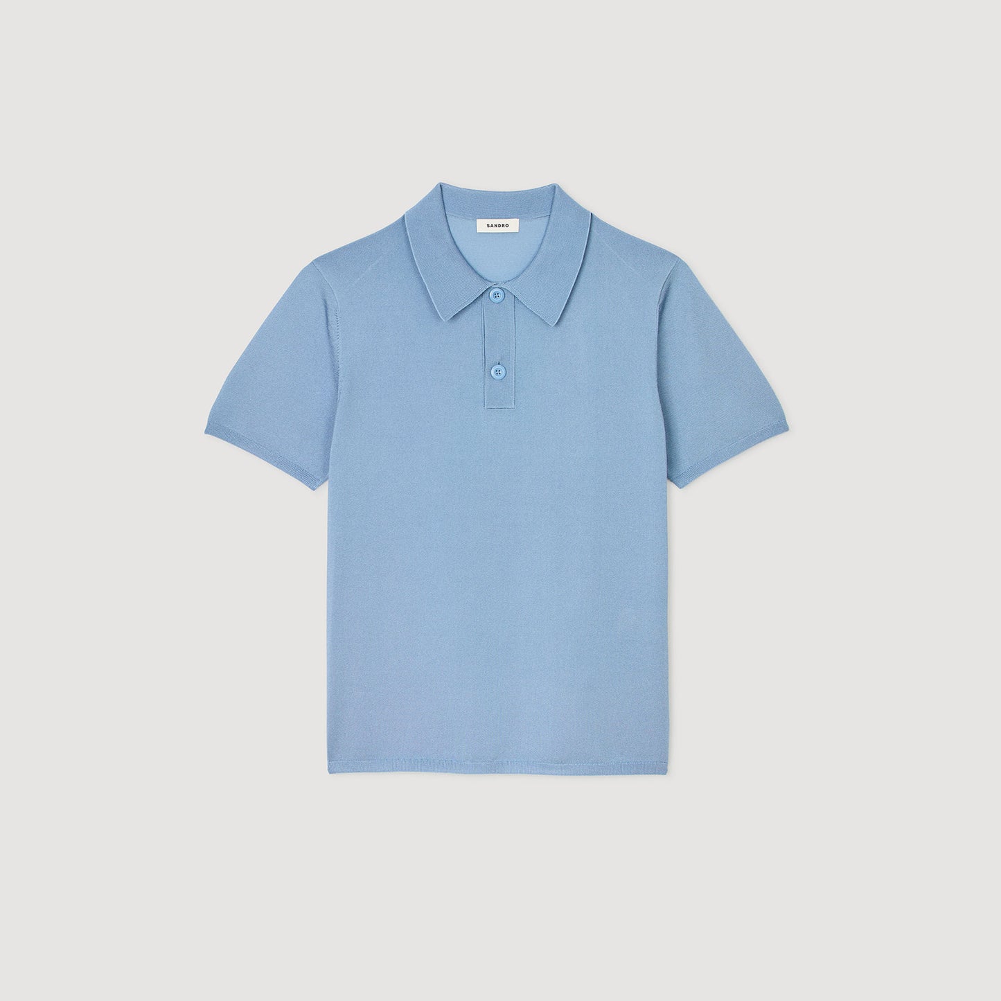 Sandro Short-sleeve knitted polo shirt Chambray
