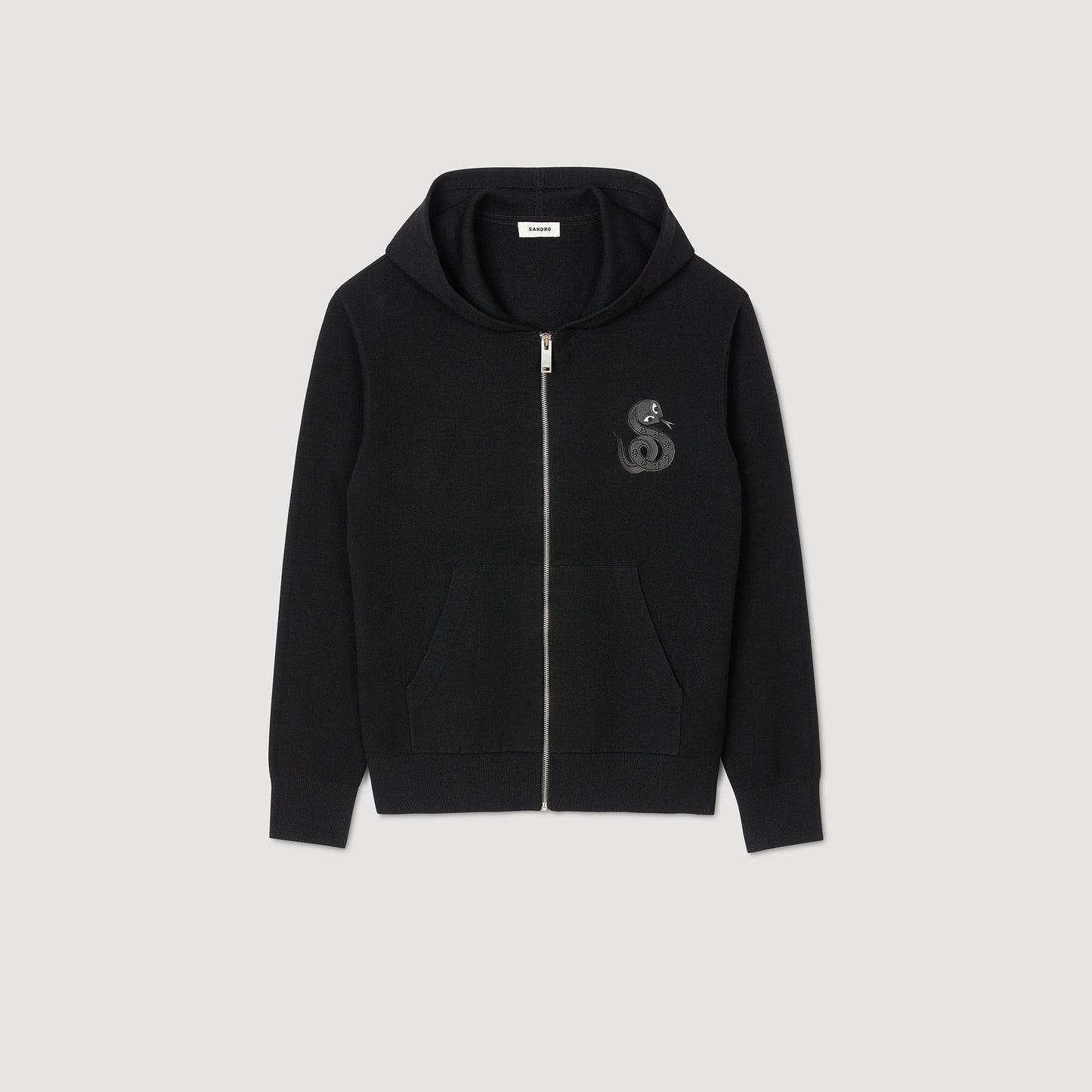 Sandro Zip-up cardigan with snake detail Black