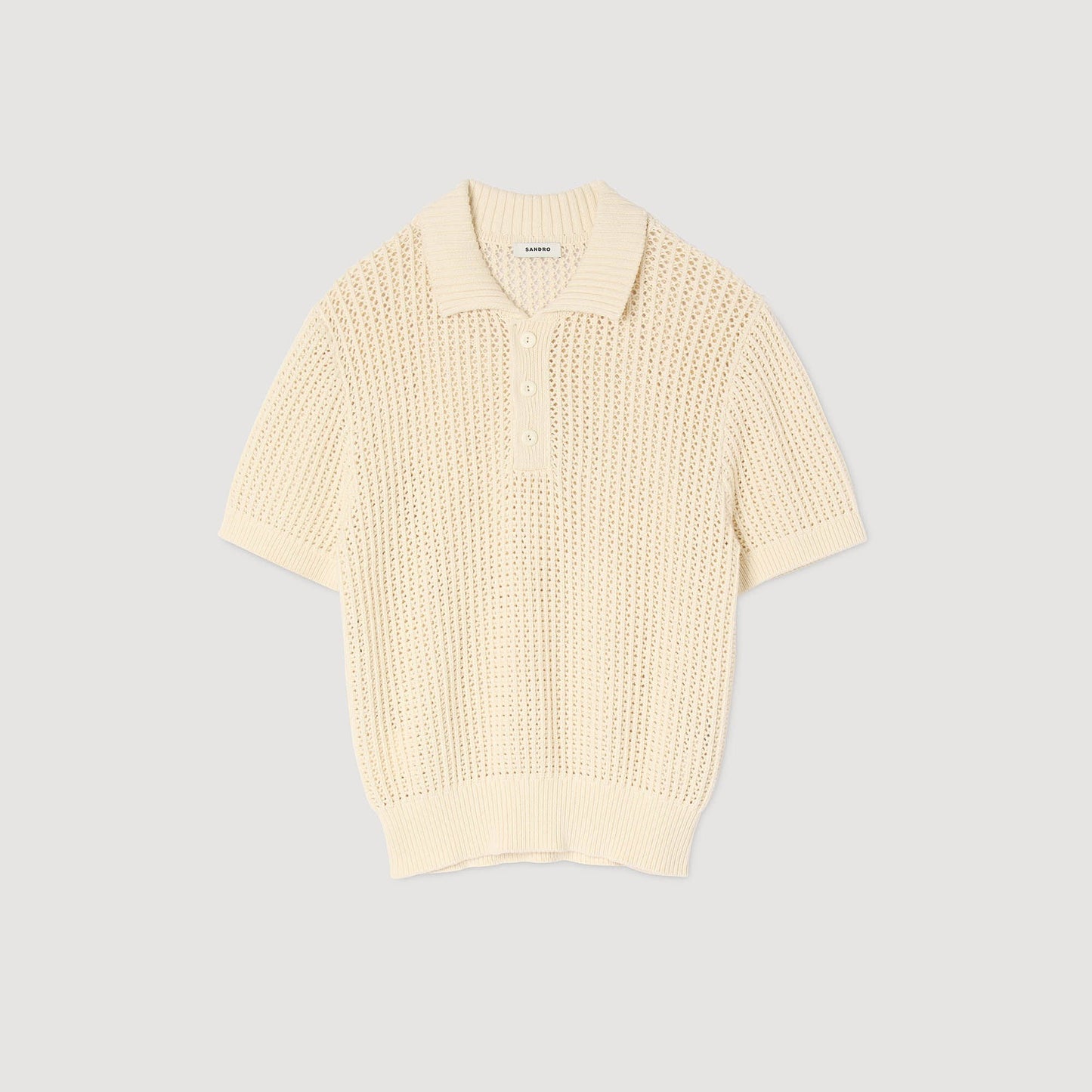 Sandro Cotton shirt with polo collar Butter Cream