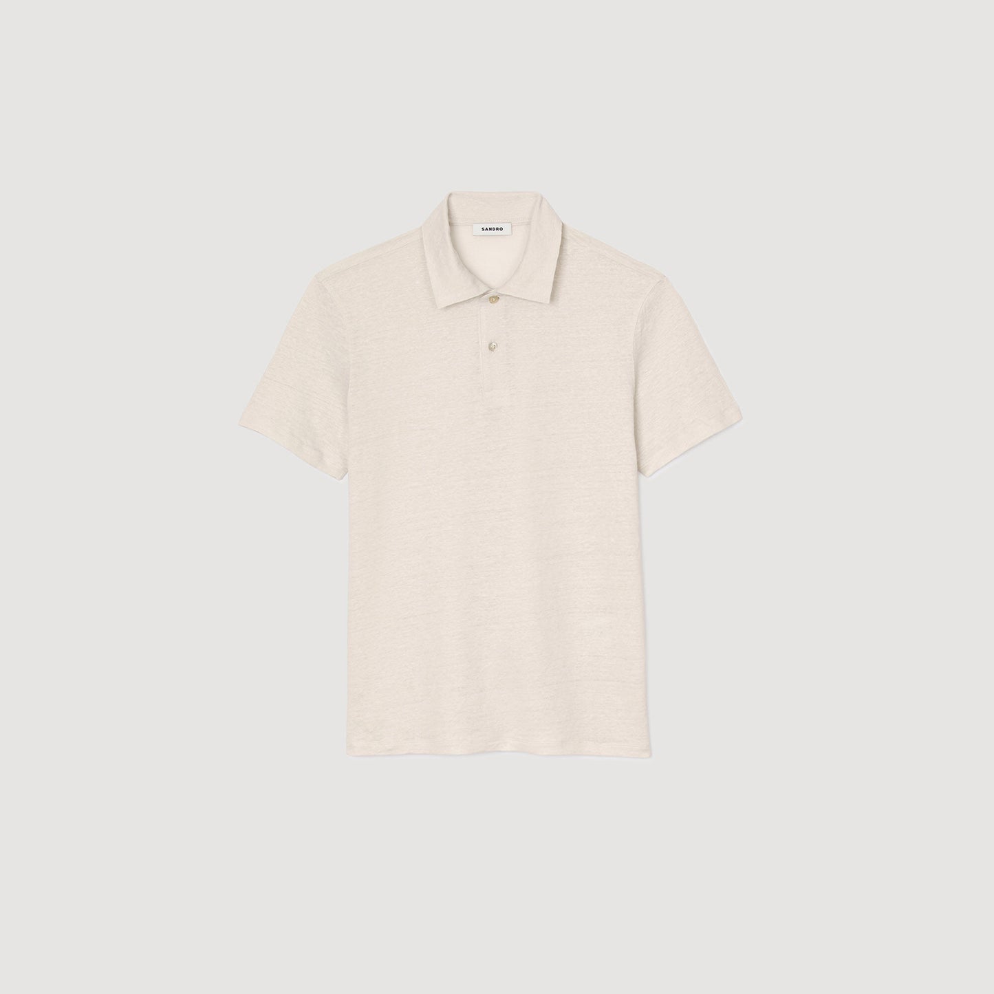 Sandro Linen polo shirt Ivory.