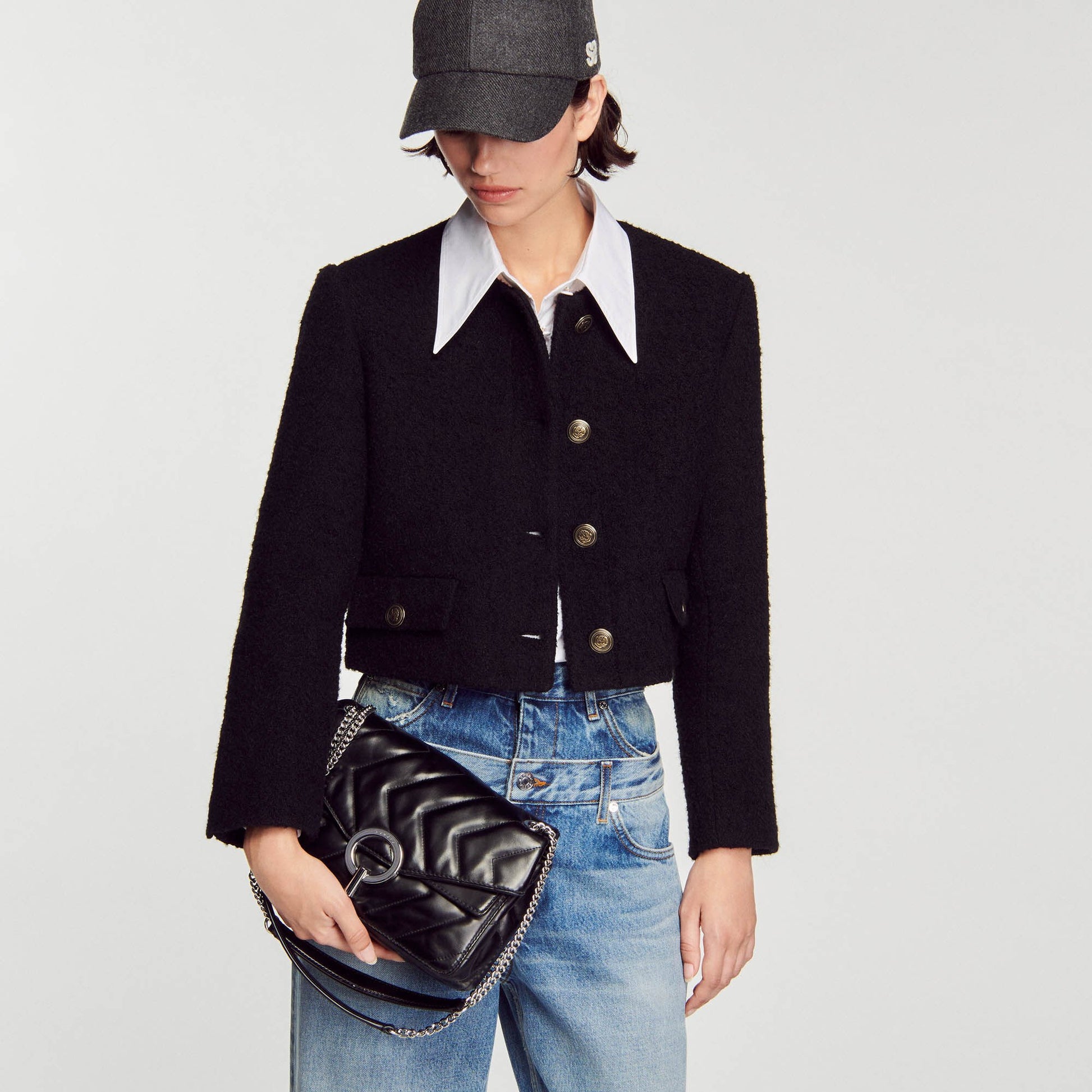 Sandro Yza bag in certified leather Black