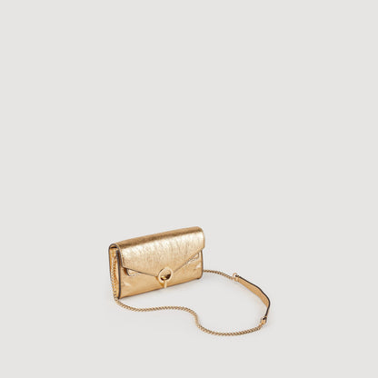Sandro Gold leather clutch bag Gold