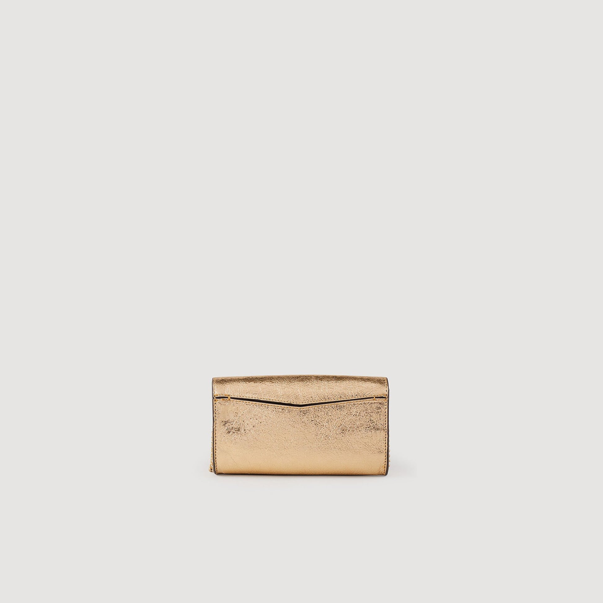 Sandro Gold leather clutch bag Gold