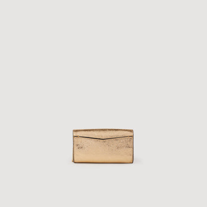 Sandro Gold leather clutch bag Gold
