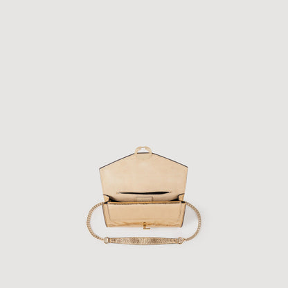 Sandro Gold leather clutch bag Gold