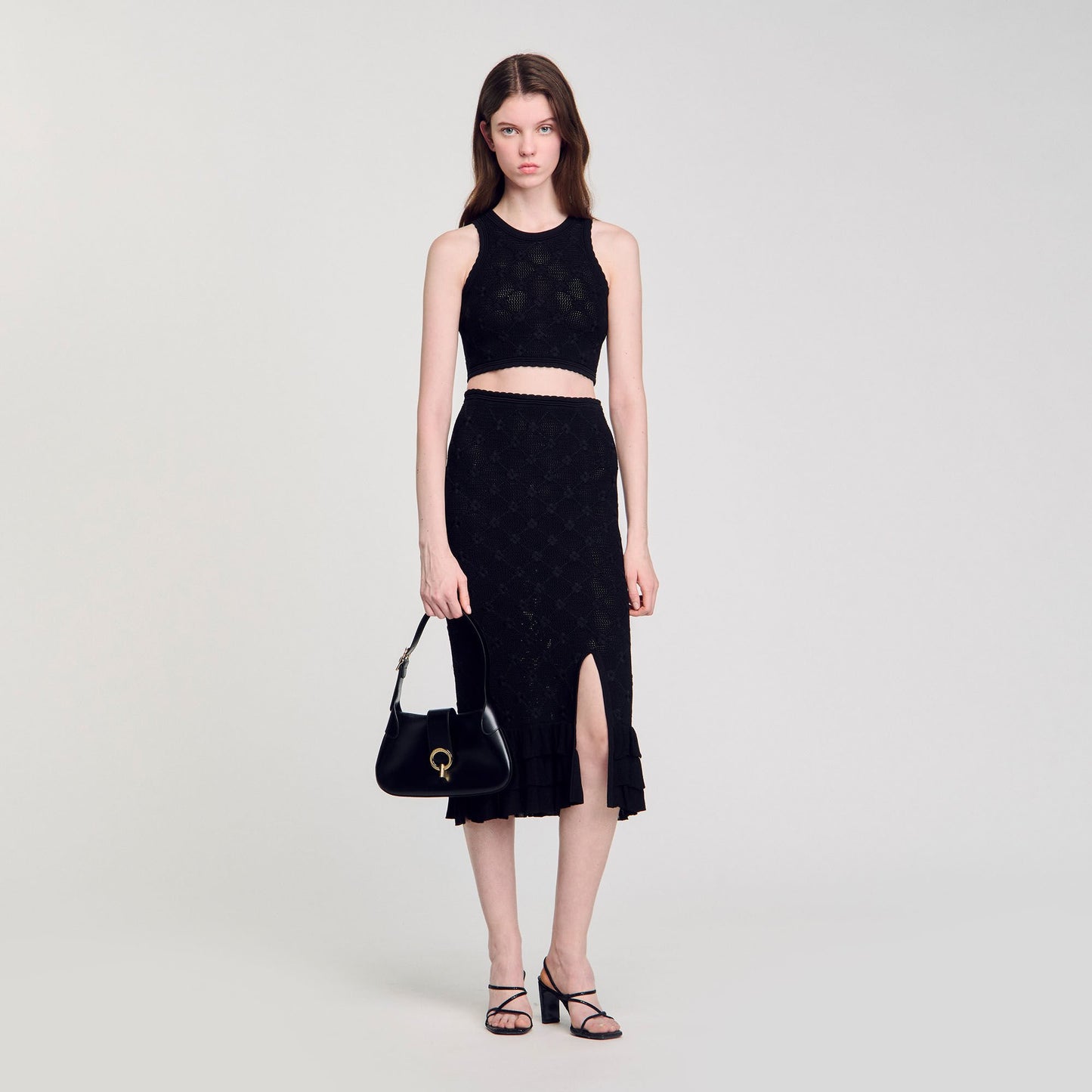 Sandro Janet bag in certified leather Black