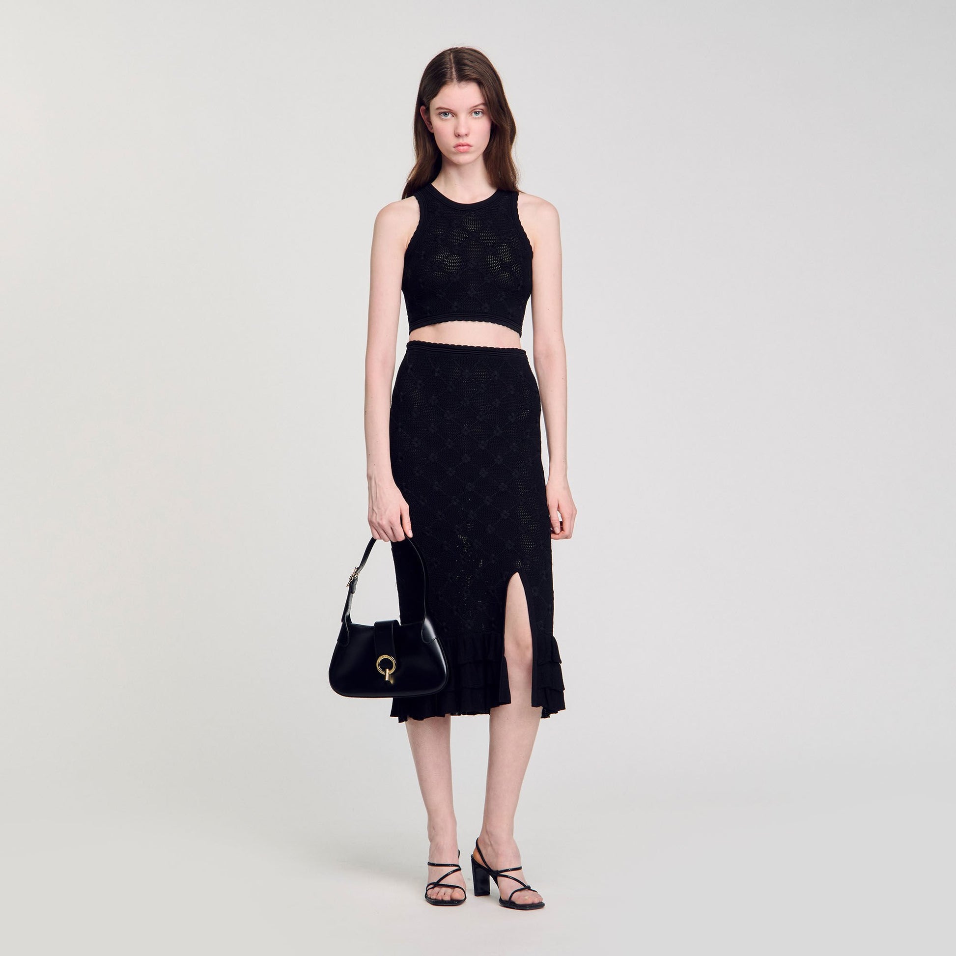 Sandro Janet bag in certified leather Black