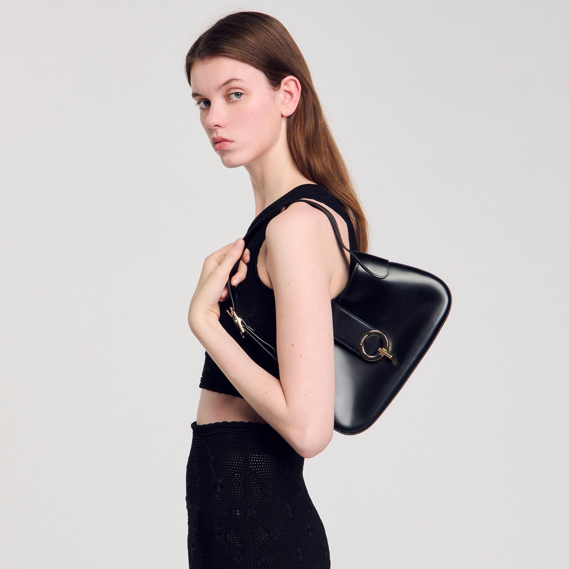 Sandro Janet bag in certified leather Black