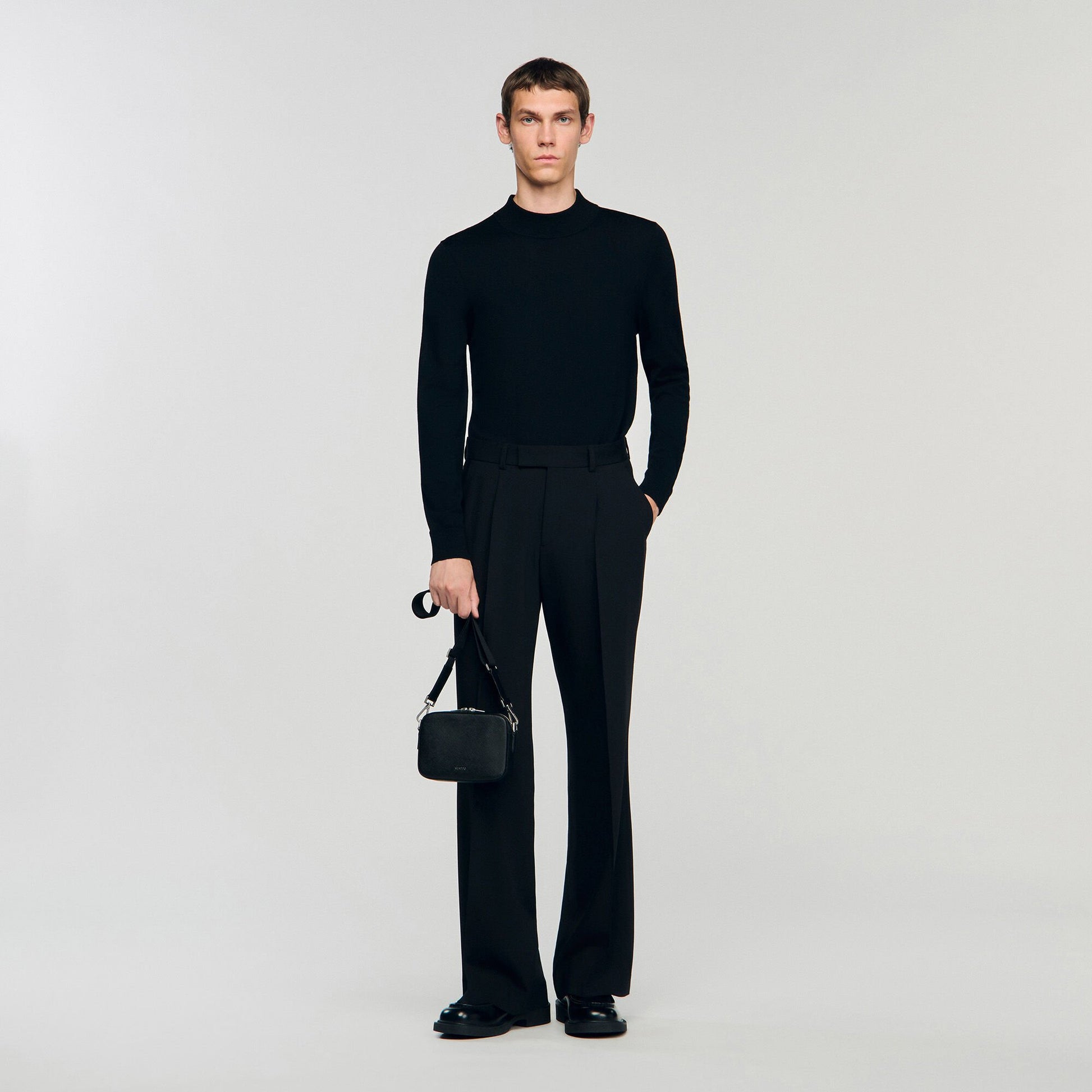 Sandro Small reconstituted leather bag Black