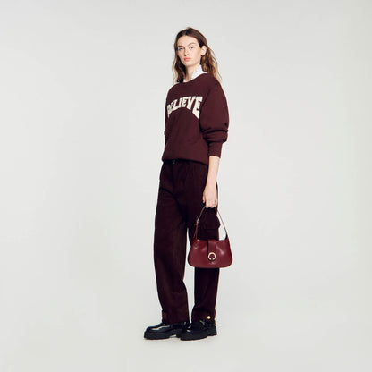Sandro Janet bag in certified leather Bordeaux
