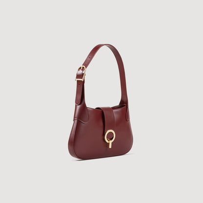 Sandro Janet bag in certified leather Bordeaux