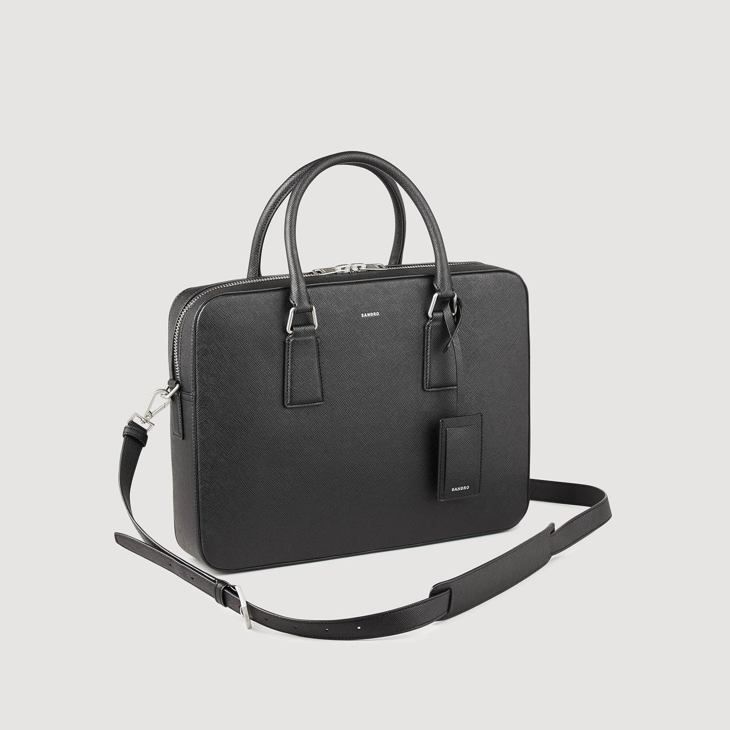 Sandro Reconstituted leather briefcase Black