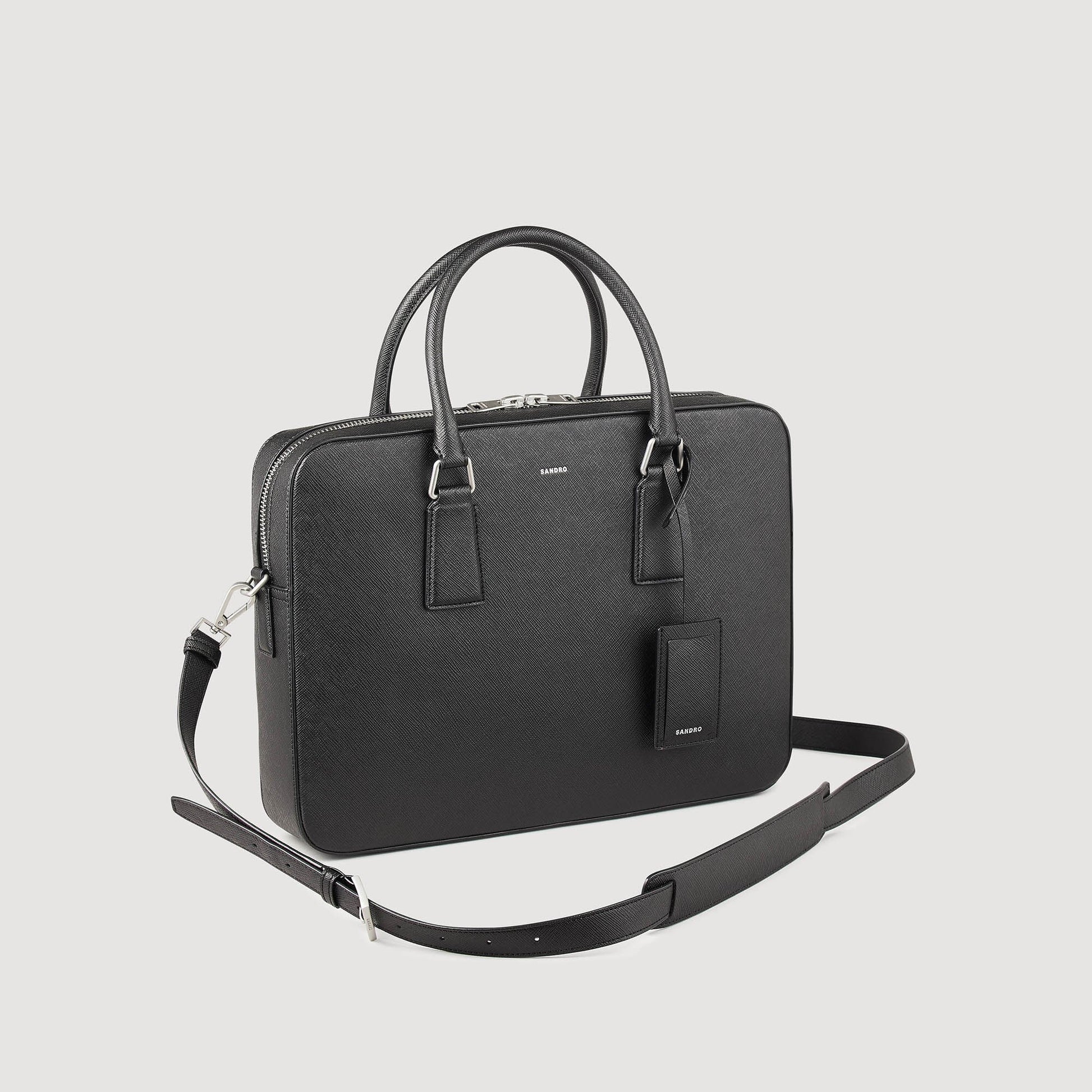 Sandro Reconstituted leather briefcase Black