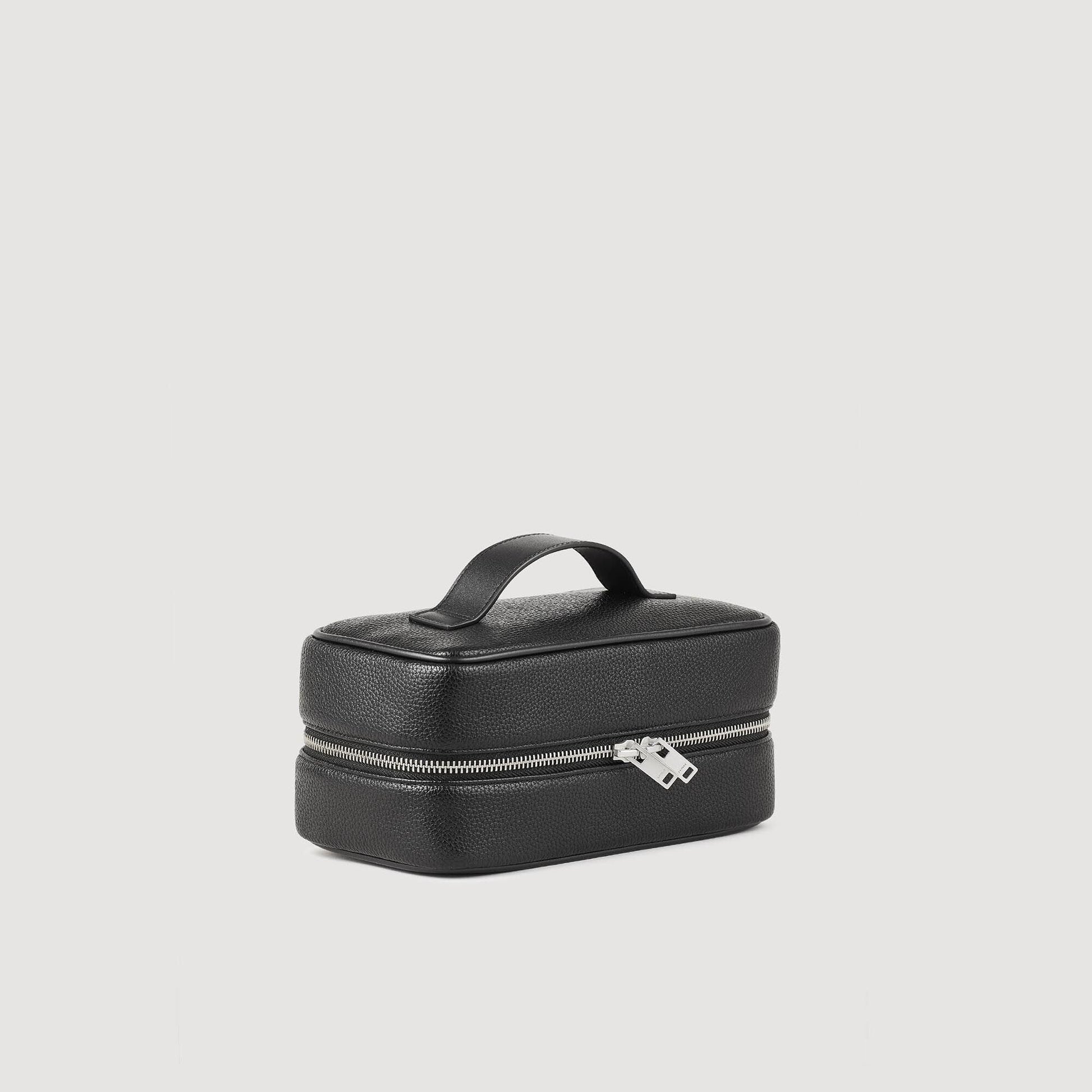 Sandro Toiletry bag in grained fabric Black