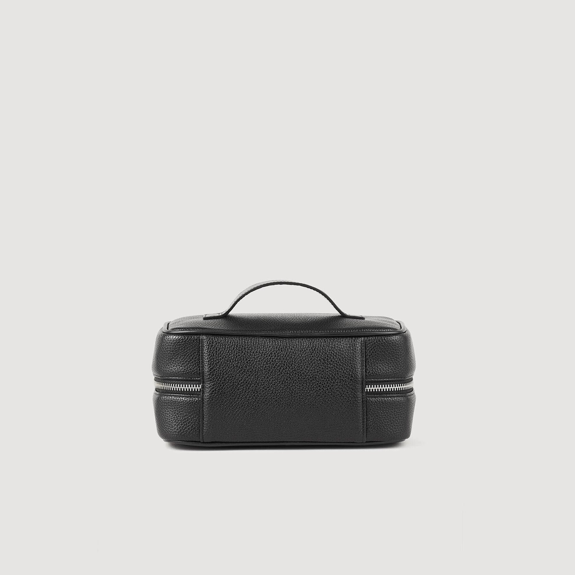 Sandro Toiletry bag in grained fabric Black