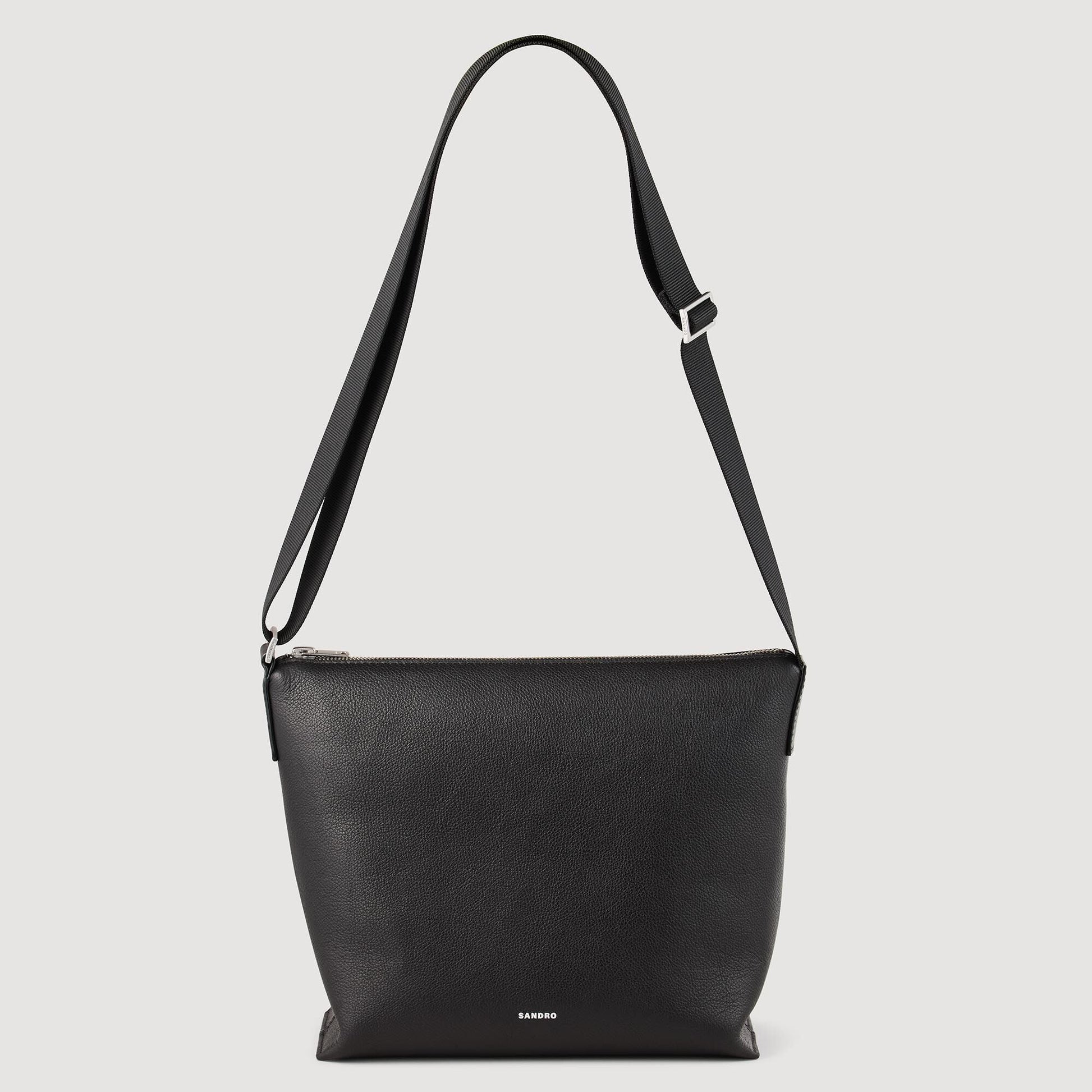 Sandro Grained leather satchel Black