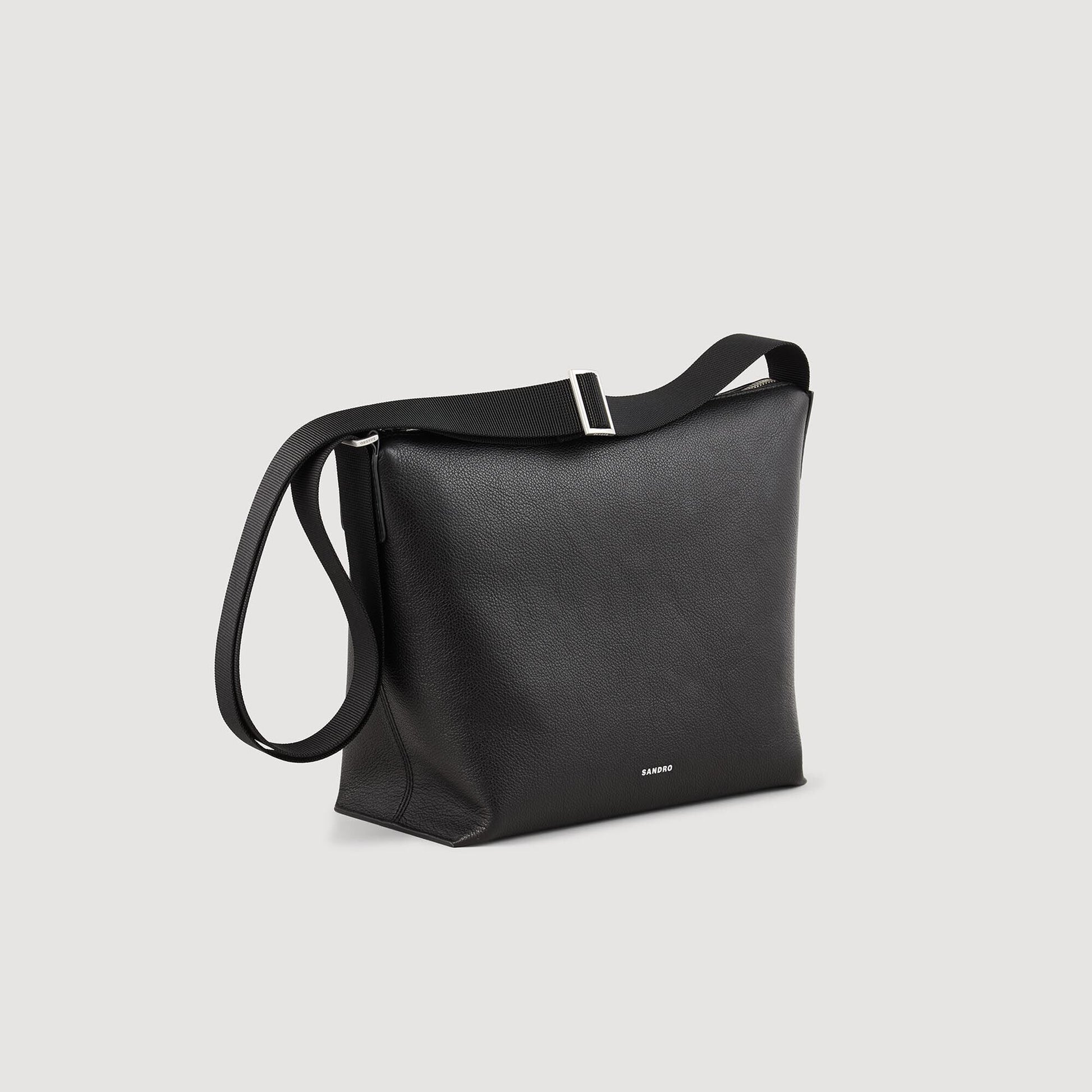 Sandro Grained leather satchel Black