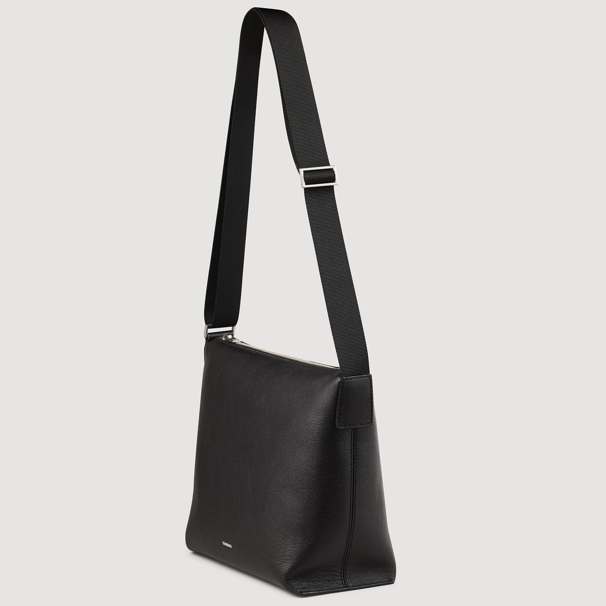 Sandro Grained leather satchel Black