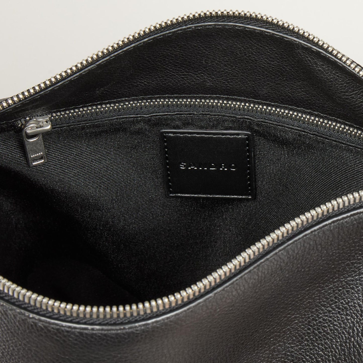 Sandro Grained leather satchel Black