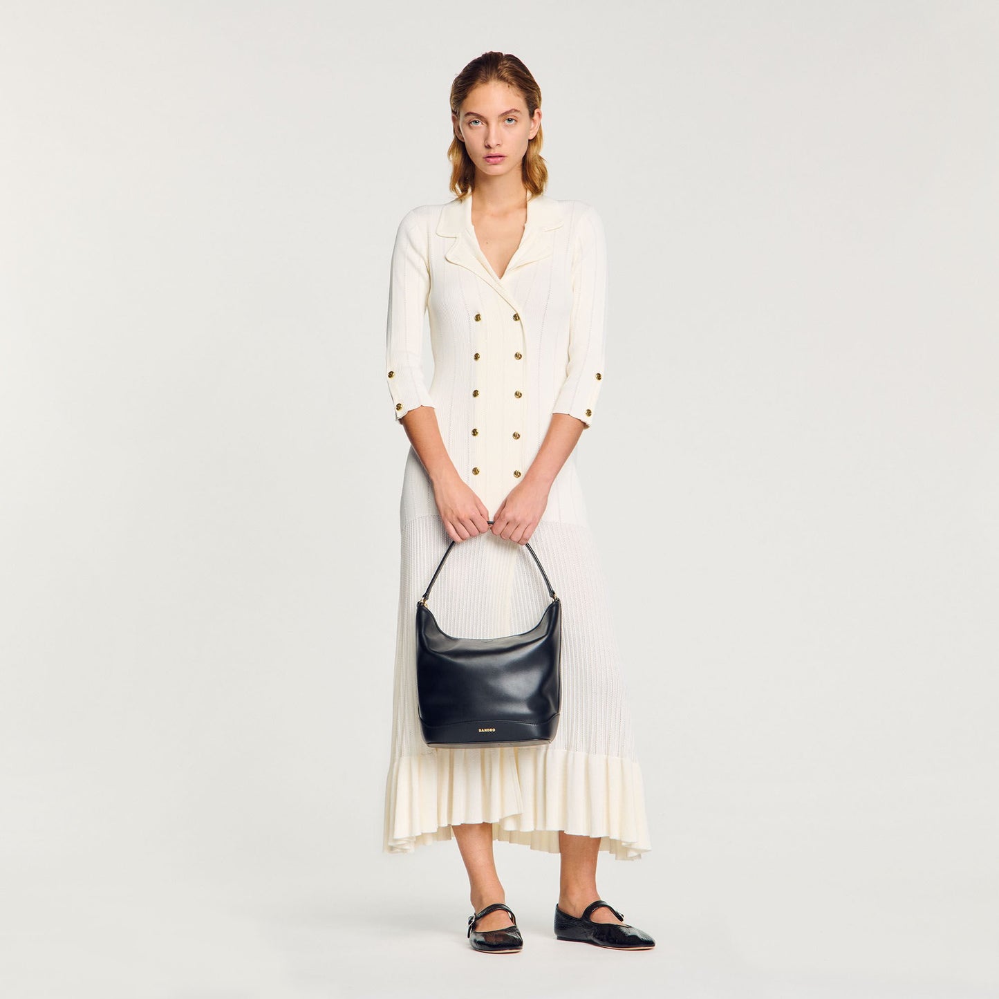 Sandro TANGOSO leather bucket bag Black