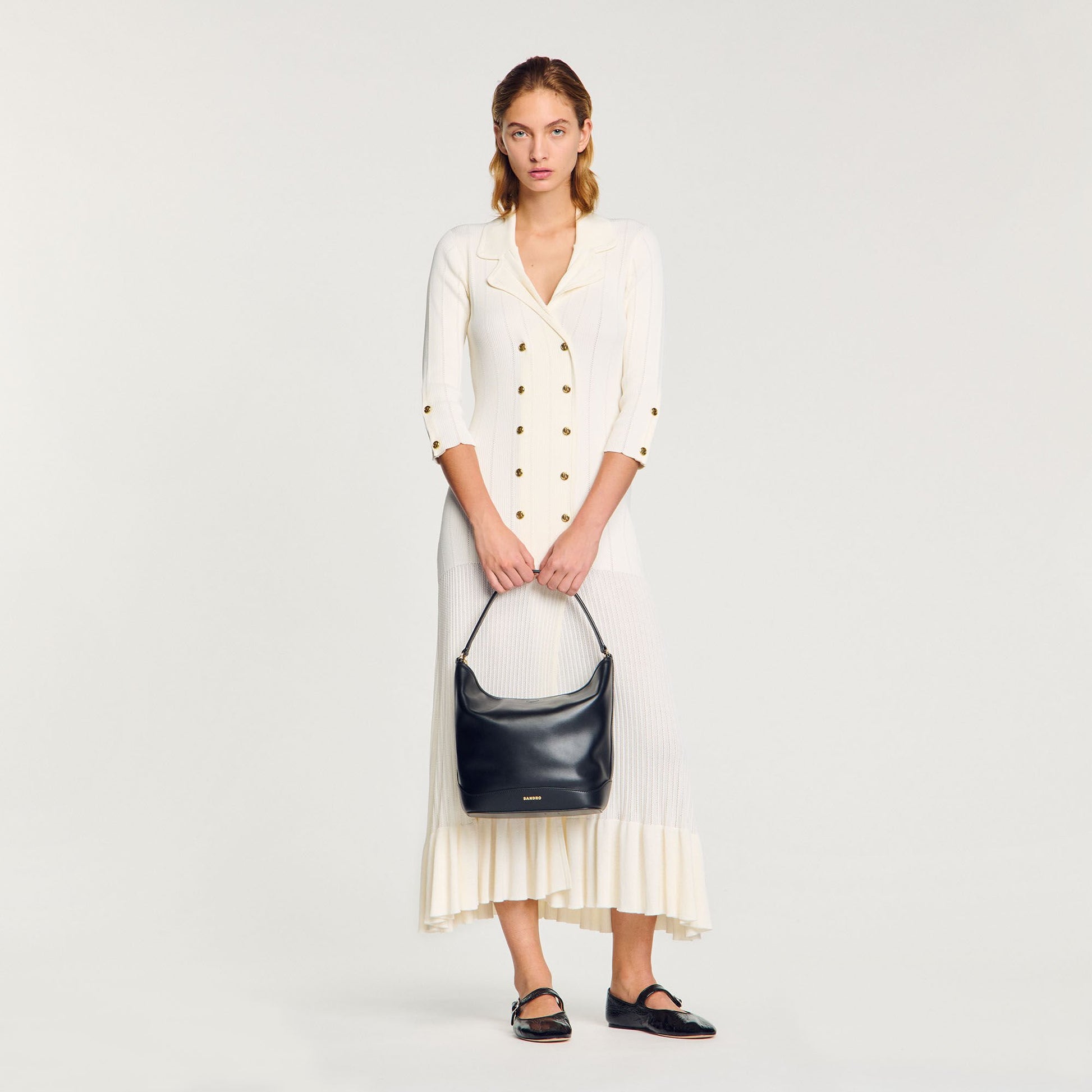 Sandro TANGOSO leather bucket bag Black