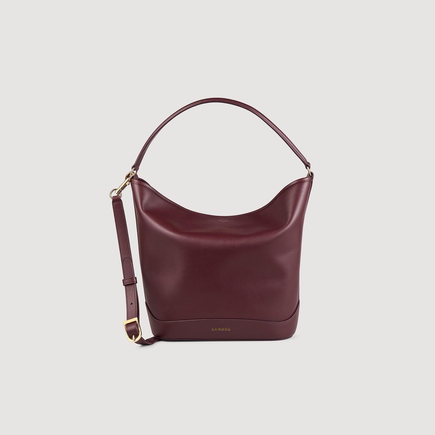 Sandro TANGOSO leather bucket bag Bordeaux