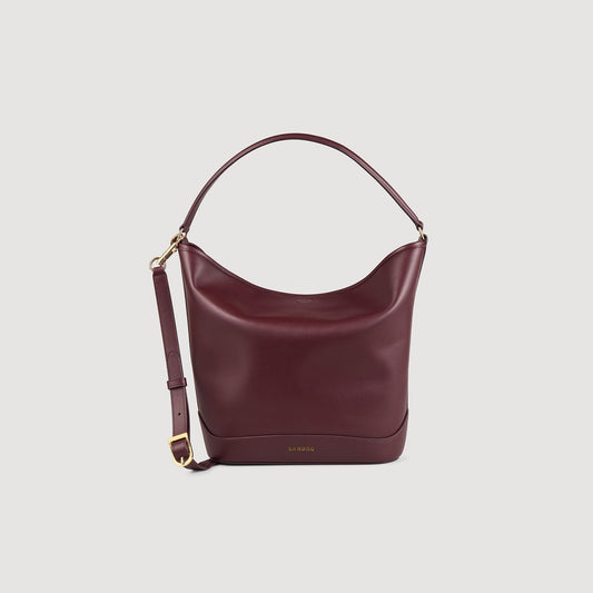 Sandro TANGOSO leather bucket bag Bordeaux