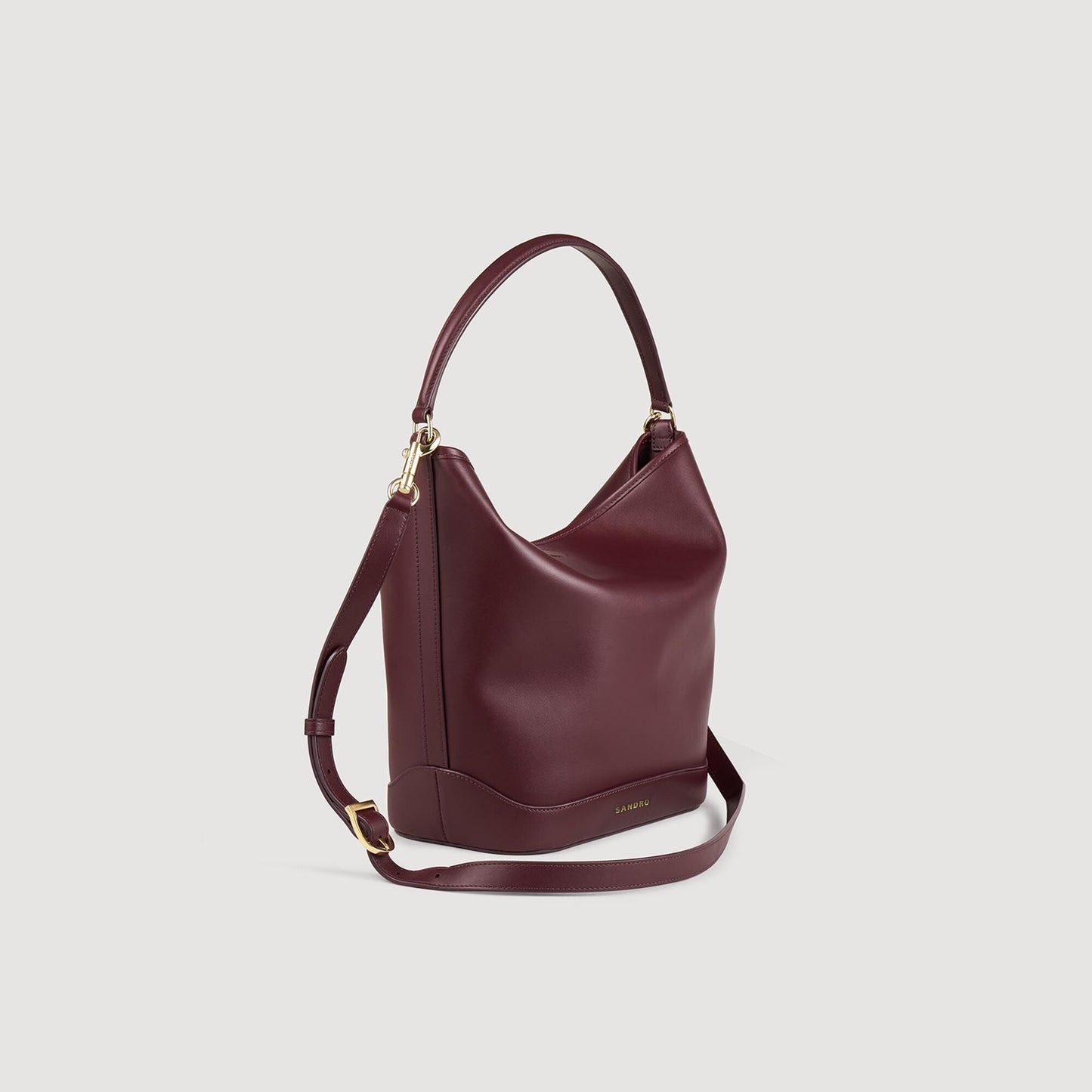 Sandro TANGOSO leather bucket bag Bordeaux