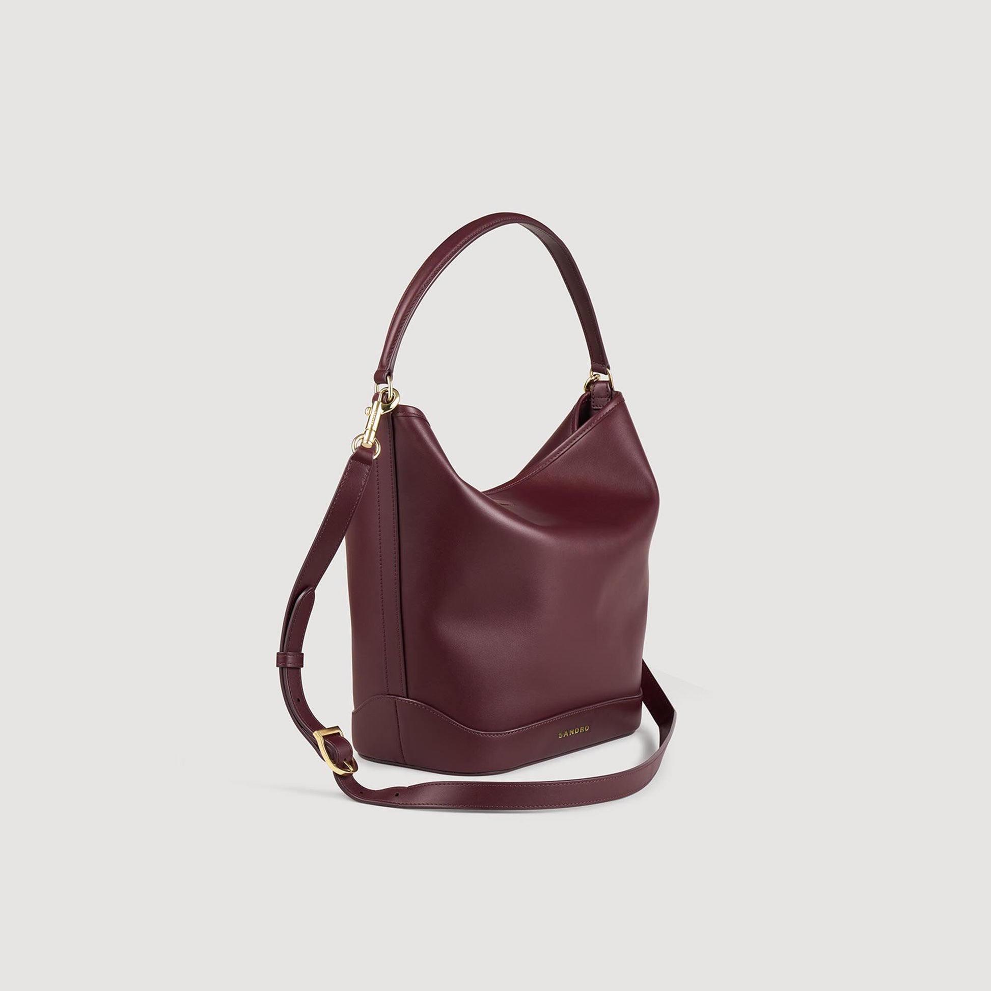 Sandro TANGOSO leather bucket bag Bordeaux