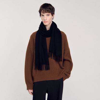 Sandro Wool and cashmere scarf Black