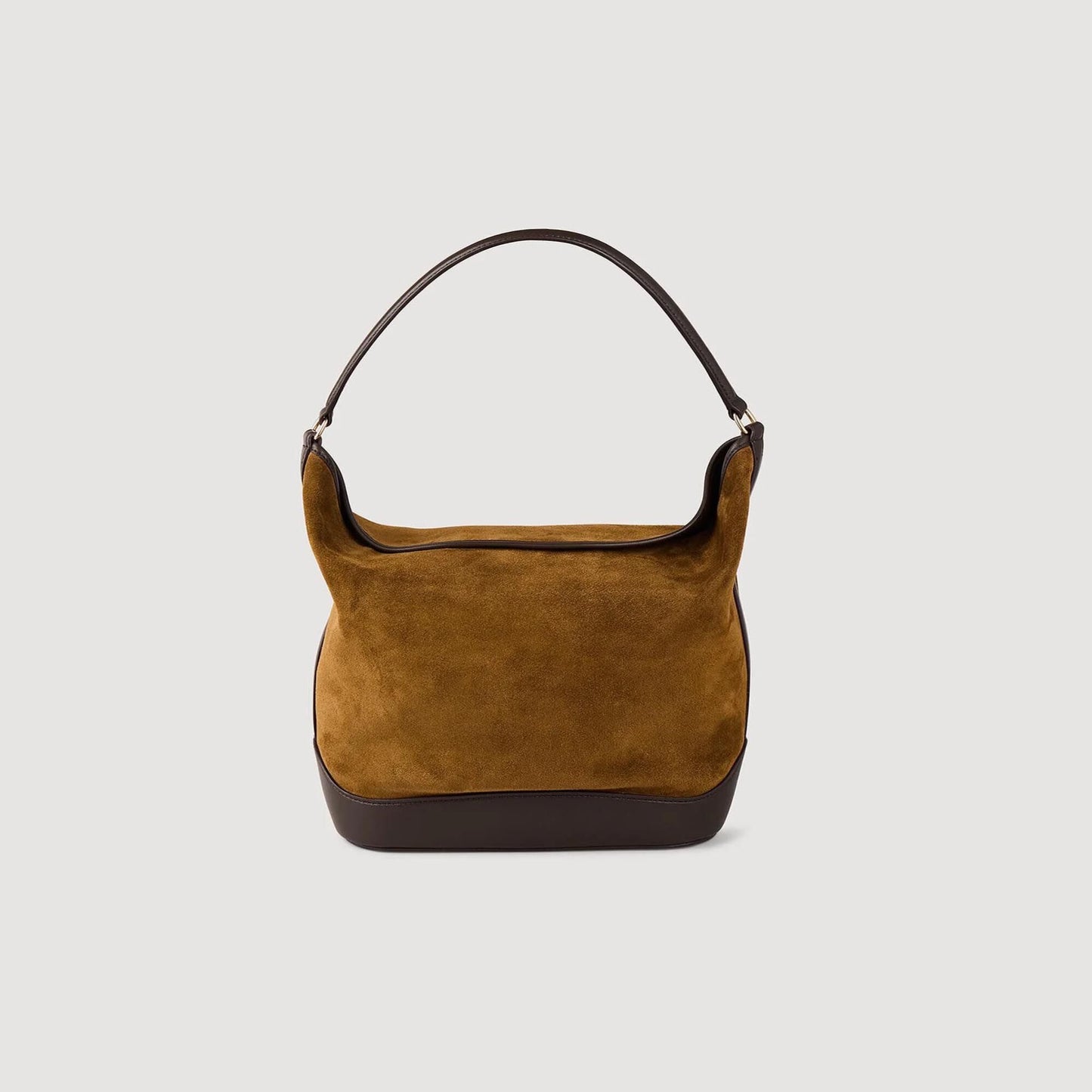 Sandro TANGOSO suede and leather bucket bag Camel