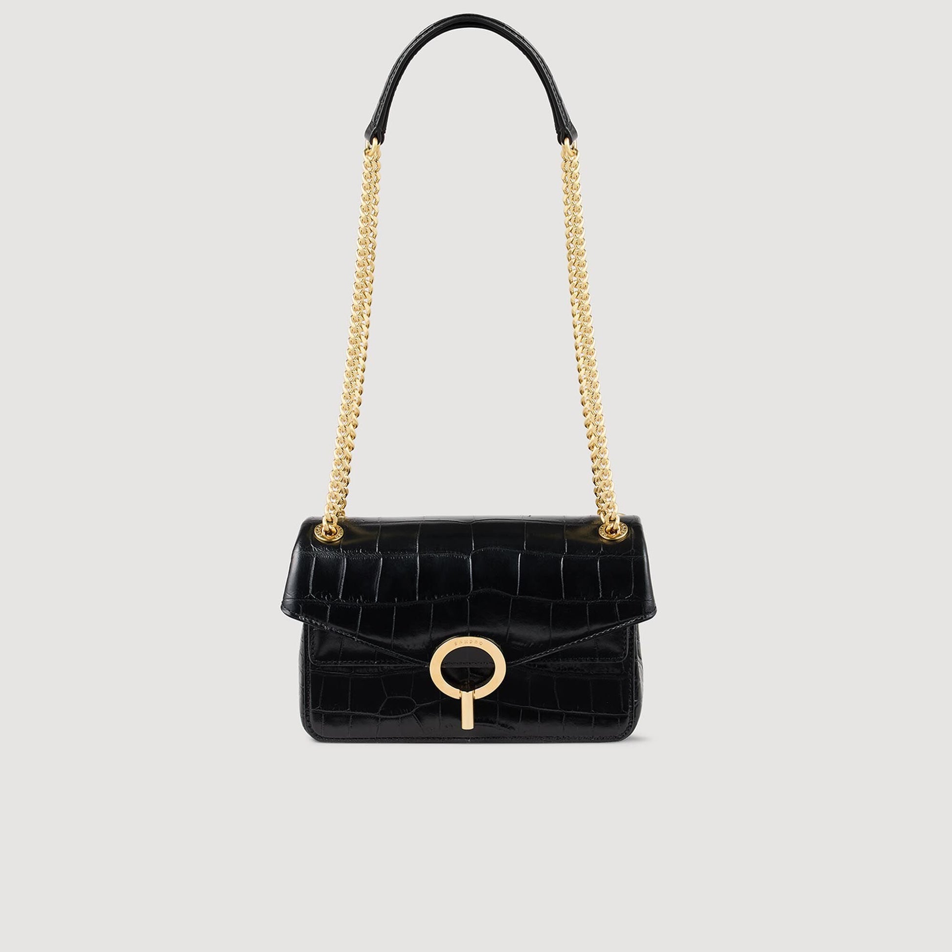 Sandro Mock croc leather Yza bag Black