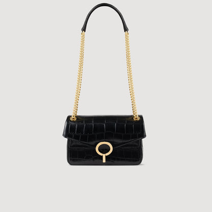 Sandro Mock croc leather Yza bag Black