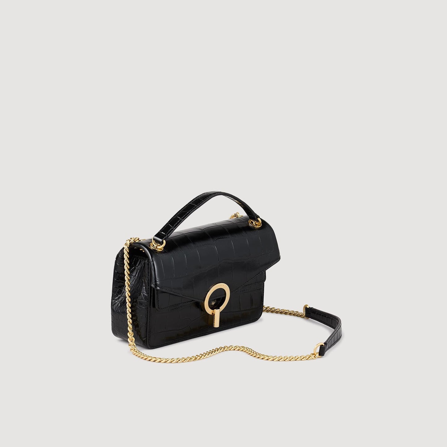 Sandro Mock croc leather Yza bag Black