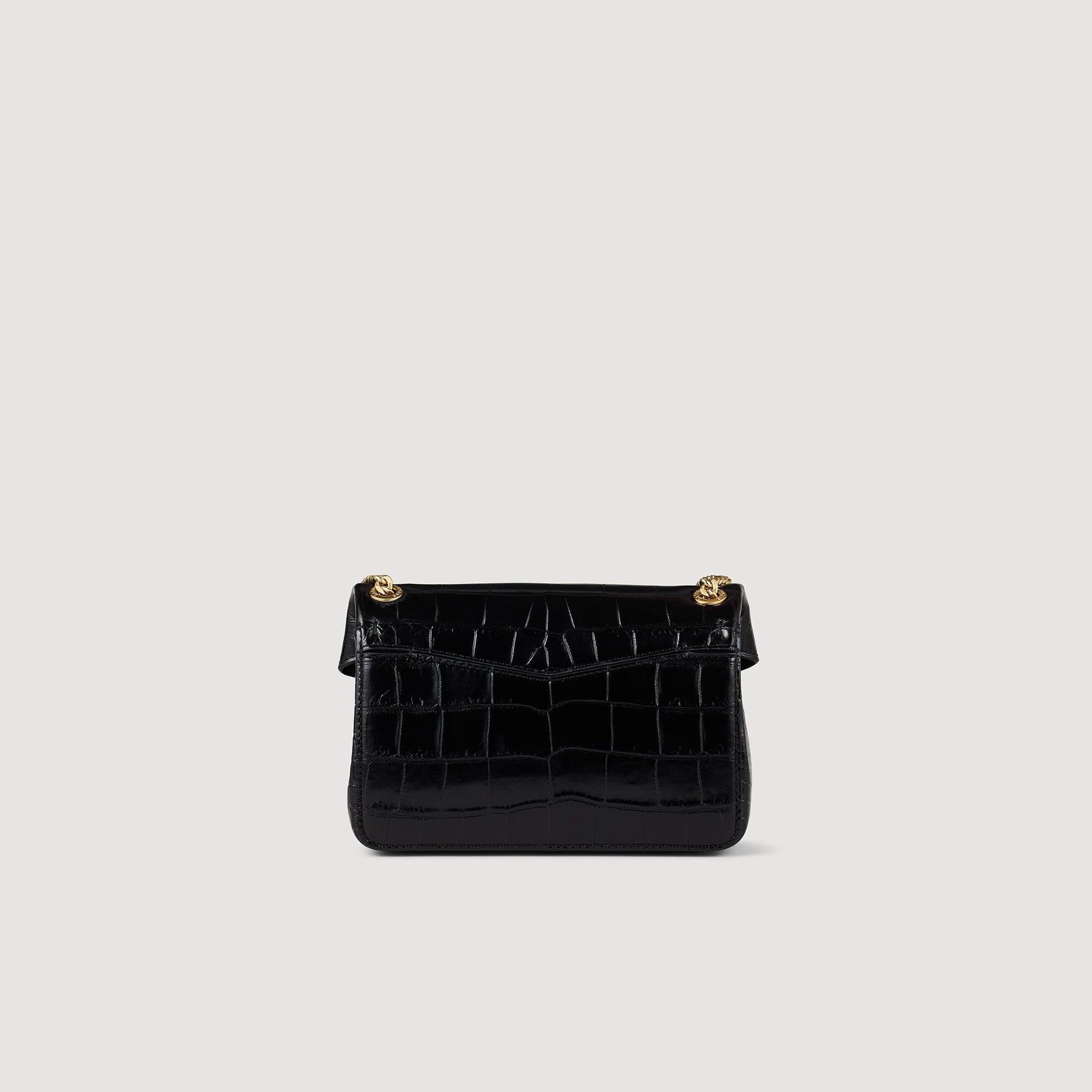 Sandro Mock croc leather Yza bag Black
