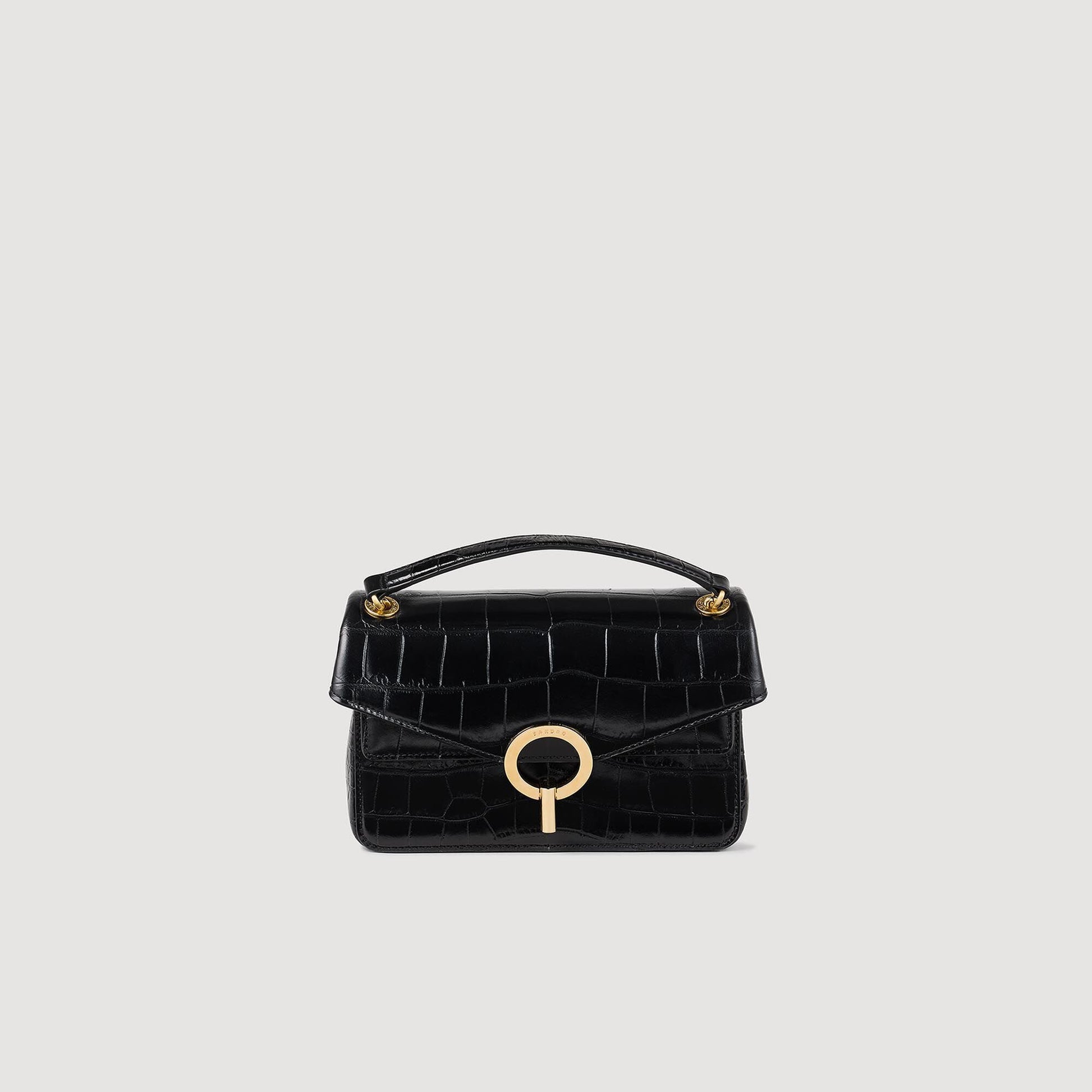 Sandro Mock croc leather Yza bag Black