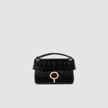 Sandro Mock croc leather Yza bag Black