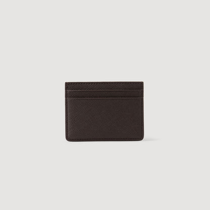 Sandro Reconstituted leather cardholder Chocolate