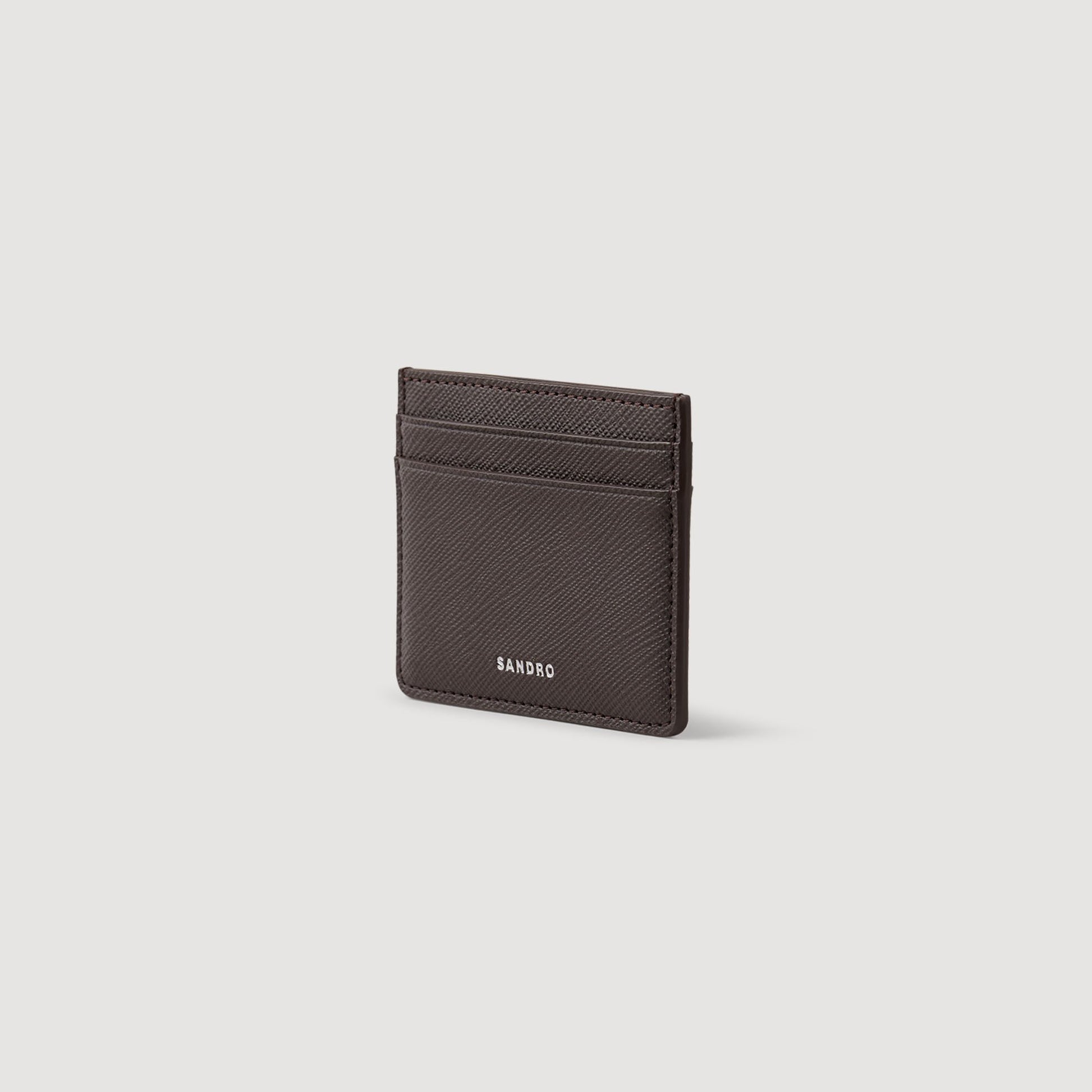 Sandro Reconstituted leather cardholder Chocolate