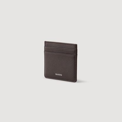 Sandro Reconstituted leather cardholder Chocolate